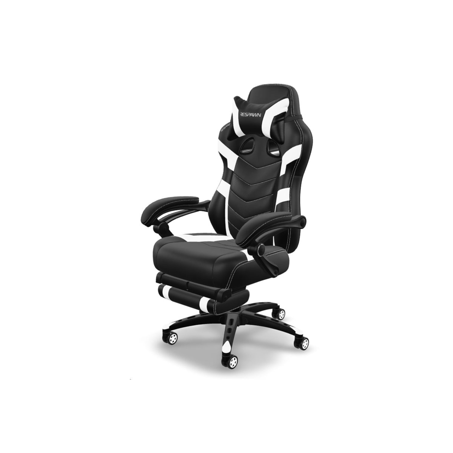 RESPAWN 110 Pro Gaming Chair With Footrest  Headrest Pillow White RSP110V2WHT PopularChairscom