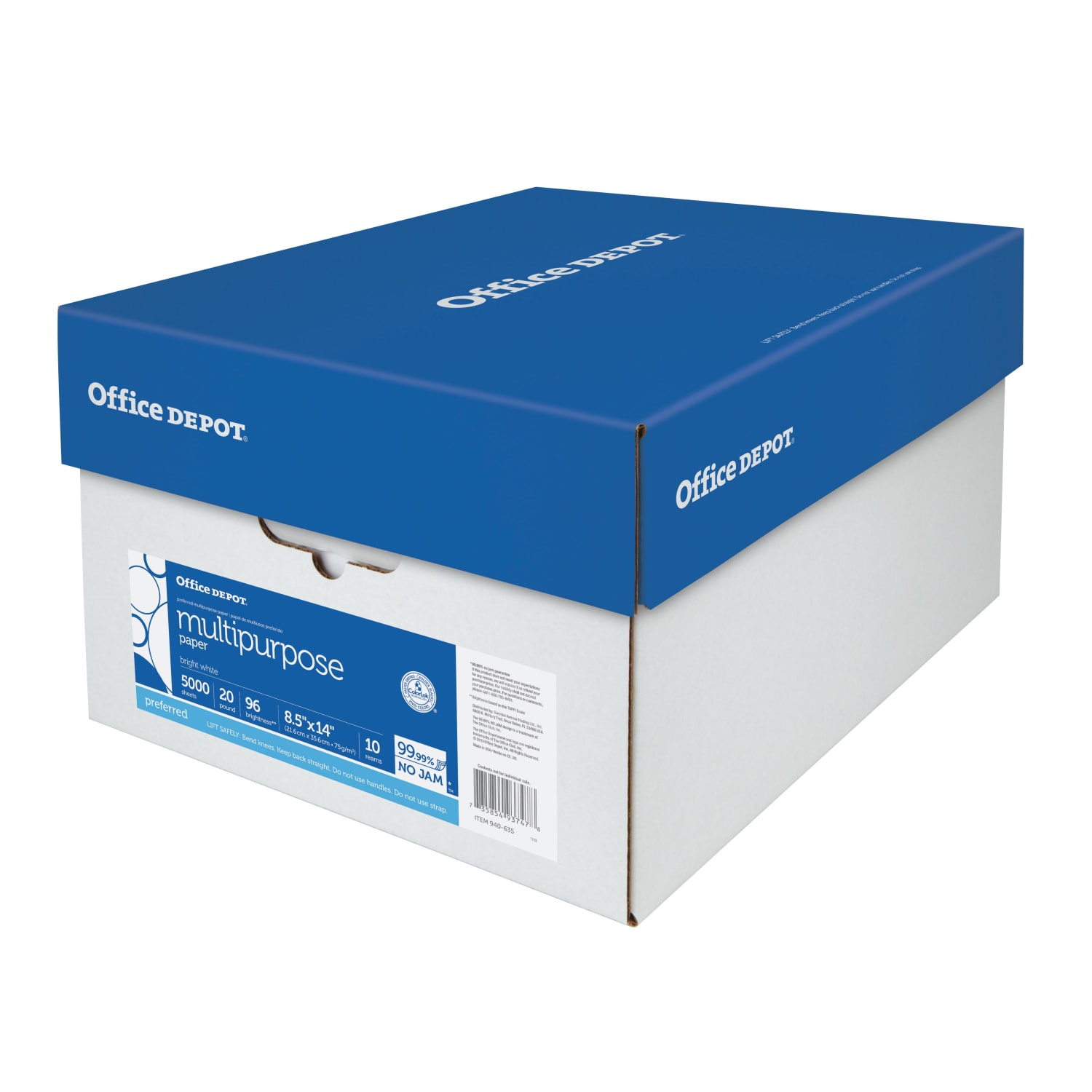 Office Depot Multi-Use Printer & Copy Paper, 10 Reams, White, Legal (8.5in x 14in), 5000 Sheets Per Case, 20 Lb, 96 Brightness - Image 4