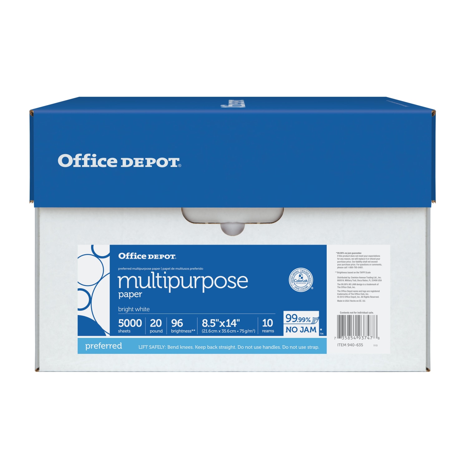 Office Depot Multi-Use Printer & Copy Paper, 10 Reams, White, Legal (8.5in x 14in), 5000 Sheets Per Case, 20 Lb, 96 Brightness - Image 5