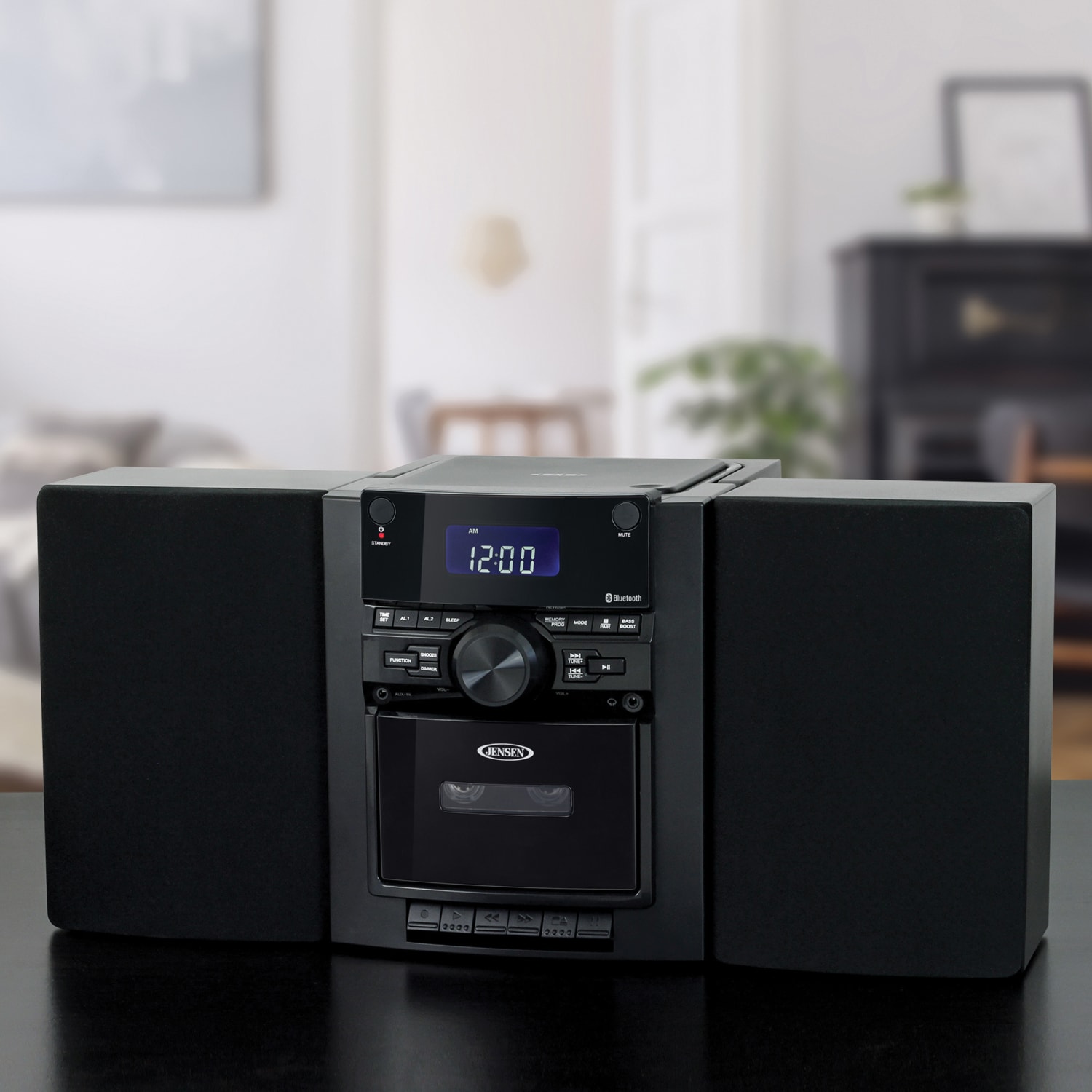 JENSEN Bluetooth CD-785 Portable CD Music System With Cassette Player And AM/FM Radio, Medium, Black - Image 6