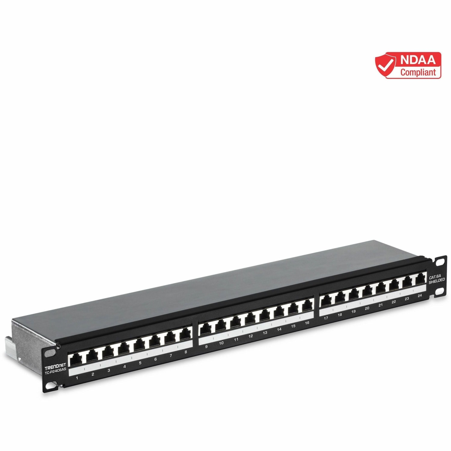 TRENDnet 24-Port Cat6A Shielded Patch Panel, 1U 19in Metal Housing, 10G Ready, Cat5e,Cat6,Cat6A Compatible, Cable Management, Color-Coded Labeling - Image 3