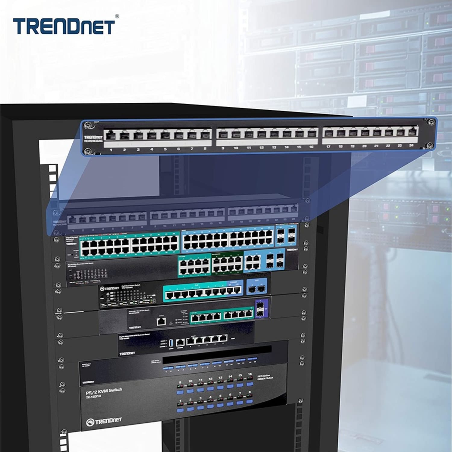 TRENDnet 24-Port Cat6A Shielded Patch Panel, 1U 19in Metal Housing, 10G Ready, Cat5e,Cat6,Cat6A Compatible, Cable Management, Color-Coded Labeling - Image 5