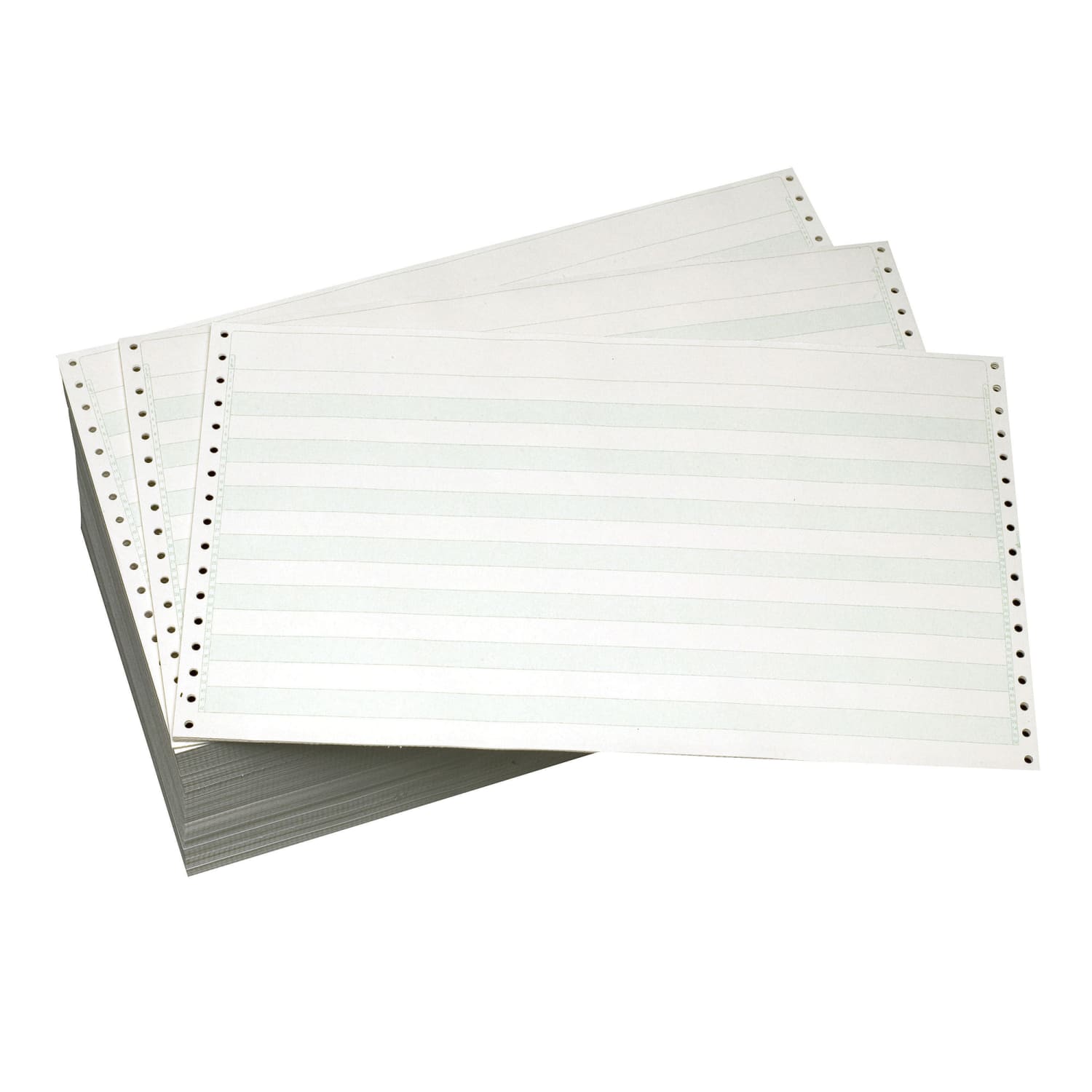 Office Depot Brand Computer Paper, 1 Part, 20 Lb, 14 7/8in x 8 1/2in, 1/2in Green Bar, Box Of 2,500 Sheets