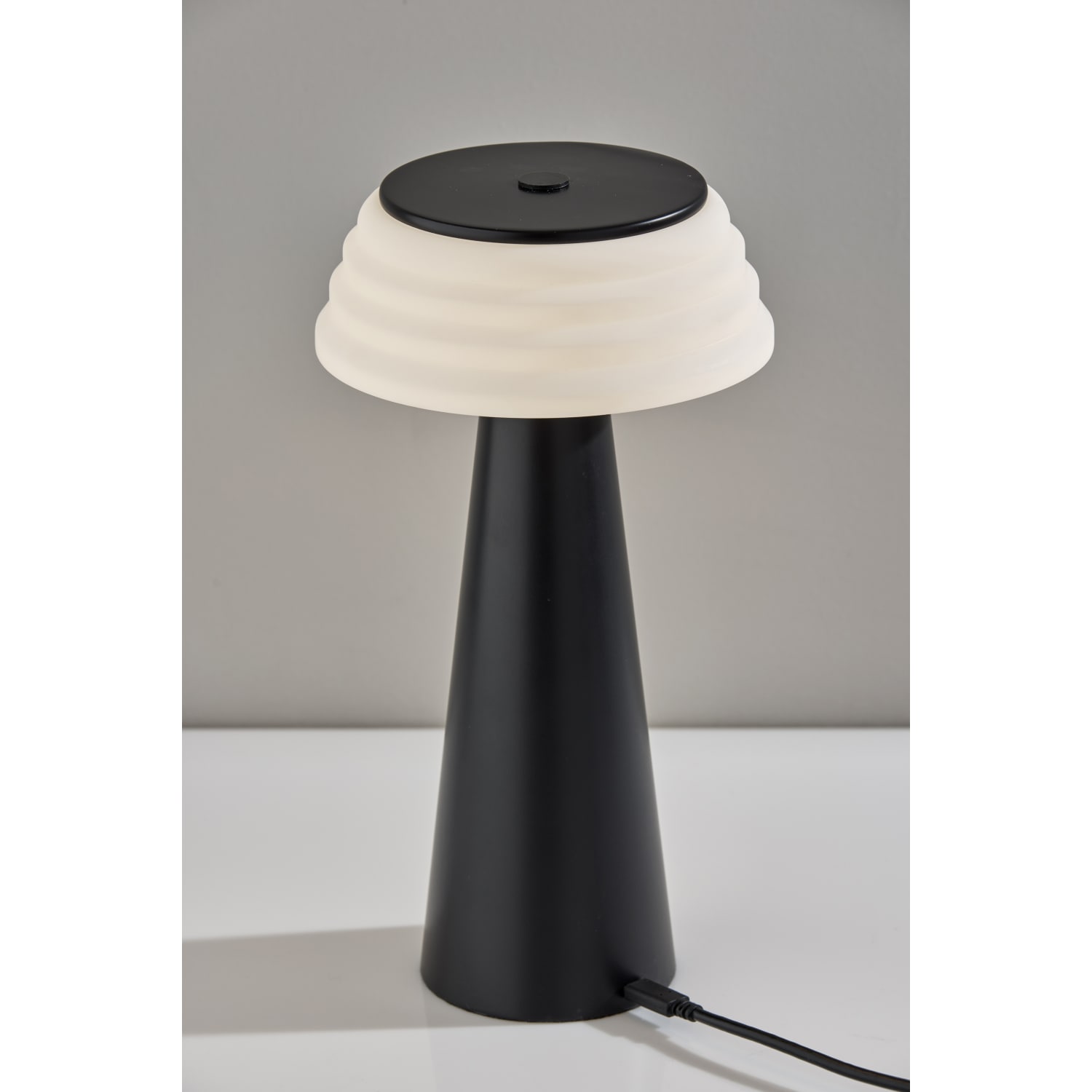 Adesso Jacky Cordless LED Indoor/Outdoor Table Lamp, 12-1/2inH, White Shade/Black Base - Image 3