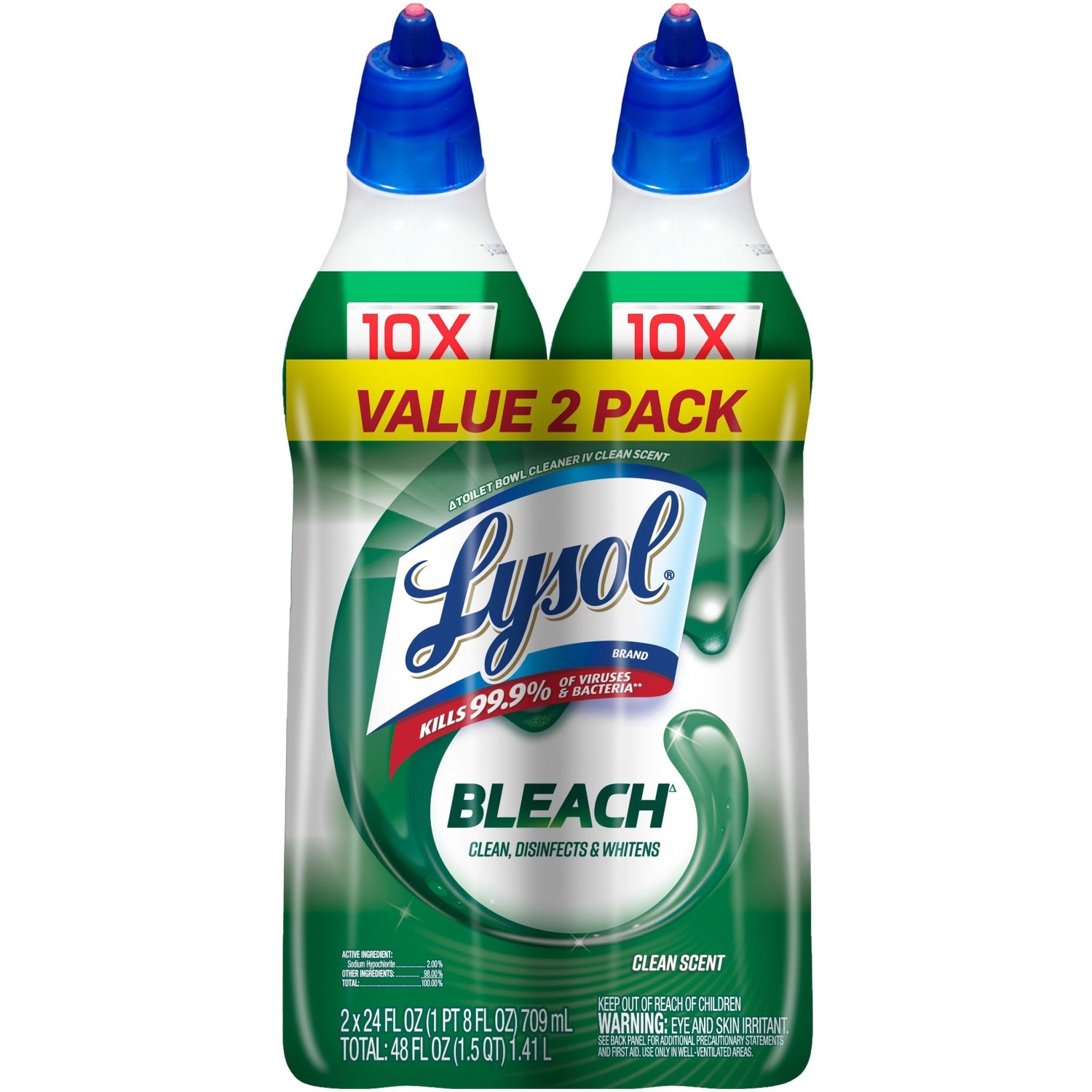 Lysol Bleach Toilet Bowl Cleaner - 24 fl oz (0.8 quart)Bottle - 2 / Pack - Blue - Image 6