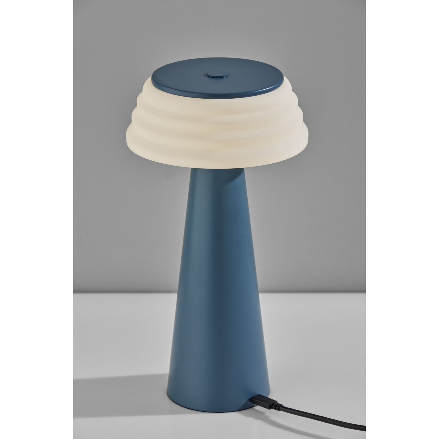 Adesso Jacky Cordless LED Indoor/Outdoor Table Lamp, 12-1/2inH, White Shade/Dusty Blue Base - Image 3