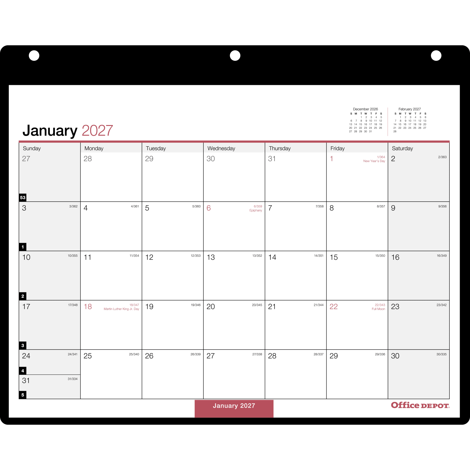 Office Depot Brand Monthly Desk Wall Calendar, 11in x 8in, White, January 2027 to December 2027, OD20120027 - Image 4