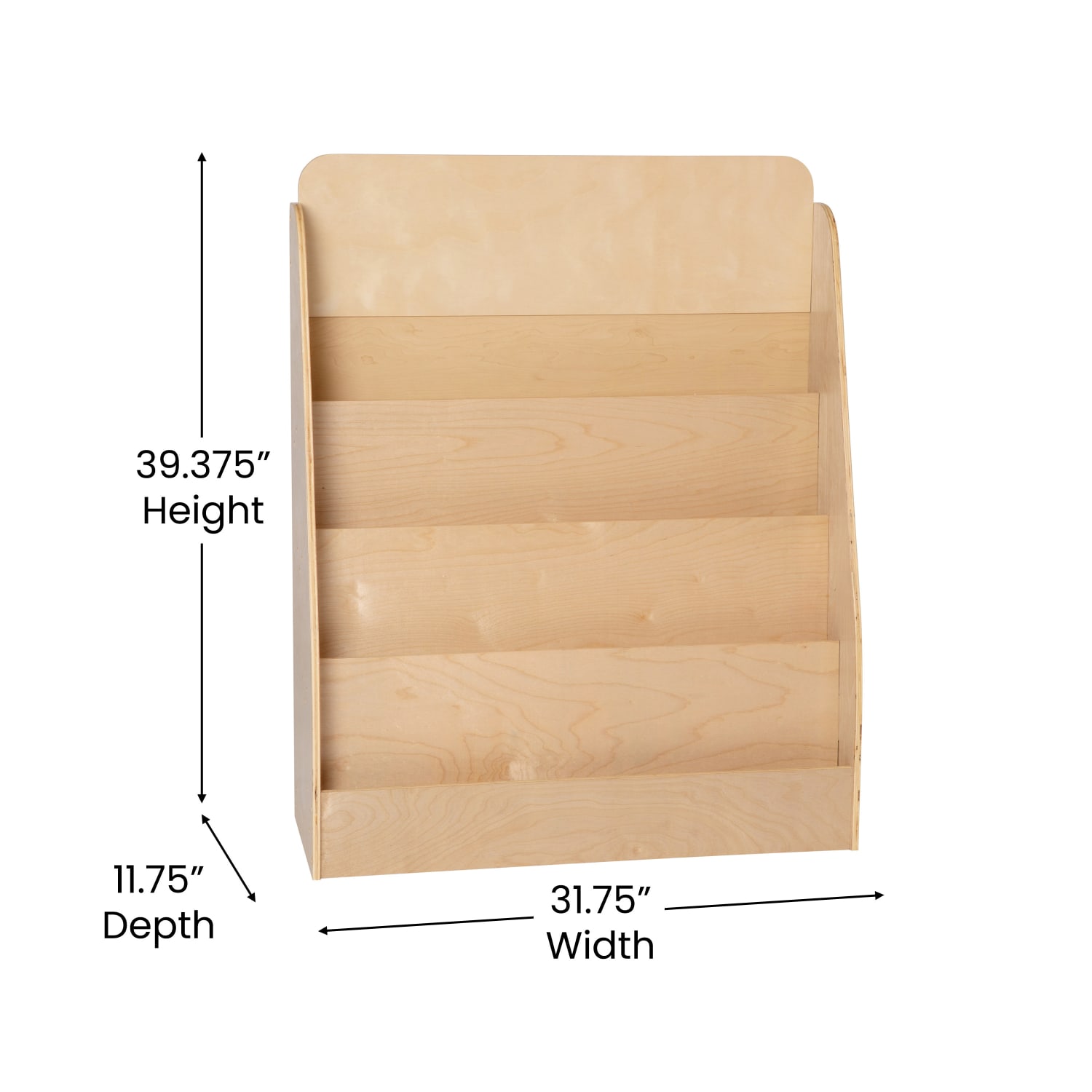 Flash Furniture 4-Shelf Wooden Book & Magazine Display Stand, 39-7/16inH x 31-1/2inW x 11-3/4inD, Natural - Image 6