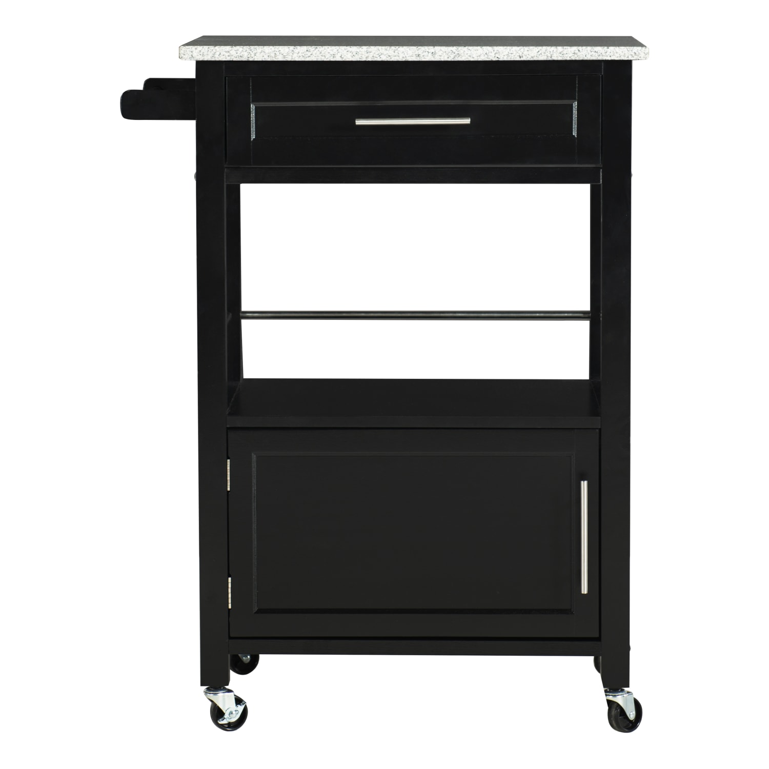 Linon Clark Granite-Top Kitchen Cart, 36-1/4inH x 27-3/4inW x 18inD, Black - Image 5