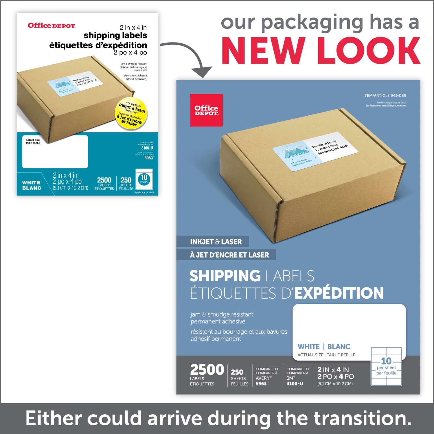 Office Depot Brand Inkjet/Laser Shipping Labels, Rectangle, 2in x 4in, White, Pack Of 2500 - Image 5