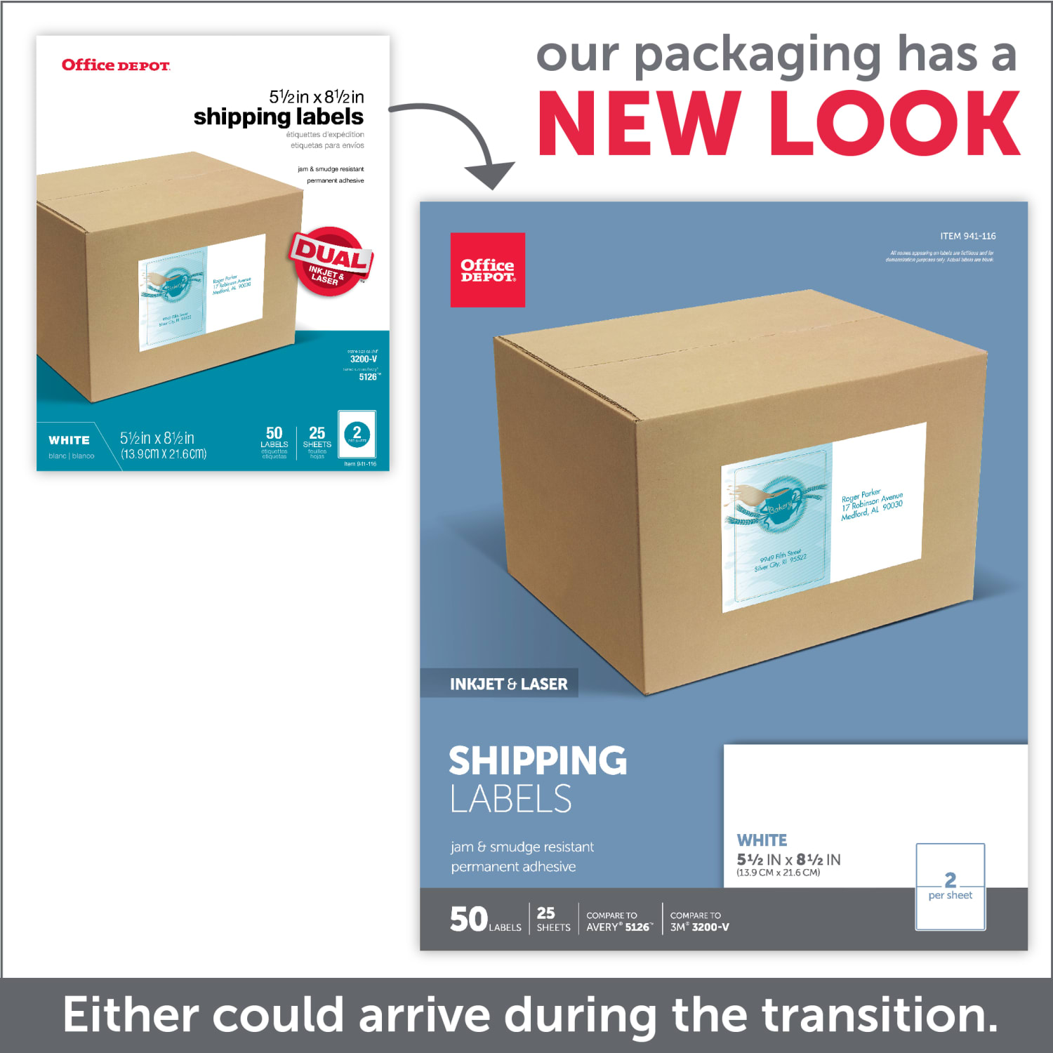 Office Depot Brand Inkjet/Laser Shipping Labels, Rectangle, 5 1/2in x 8 1/2in, White, Pack Of 50 - Image 5