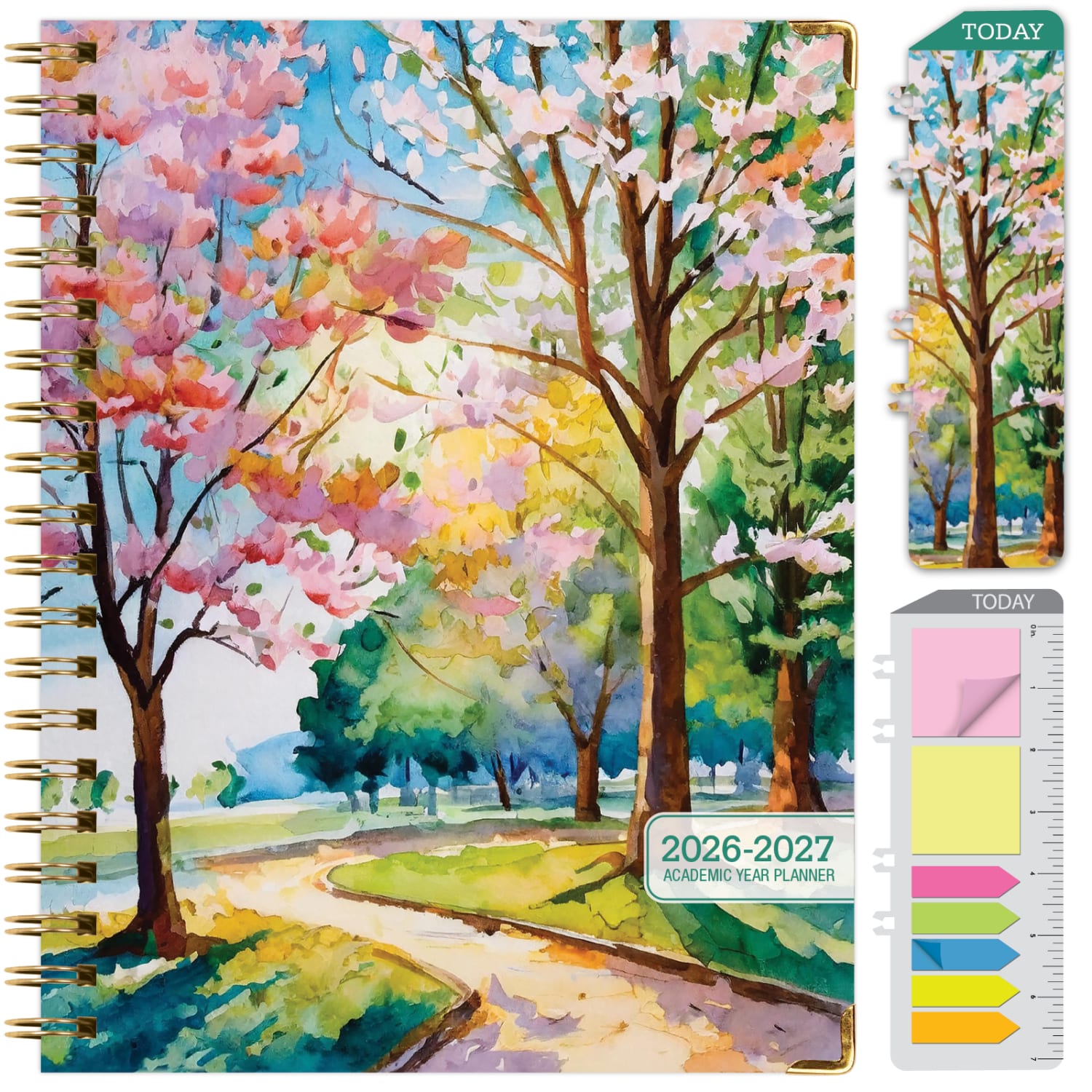 2026-2027 Excello Brands 14-Month Academic Year Hardcover Weekly/Monthly Fashion Planner, 8-1/2in x 11in, Watercolor Tree, May To June, Total Qty 1 - Image 3