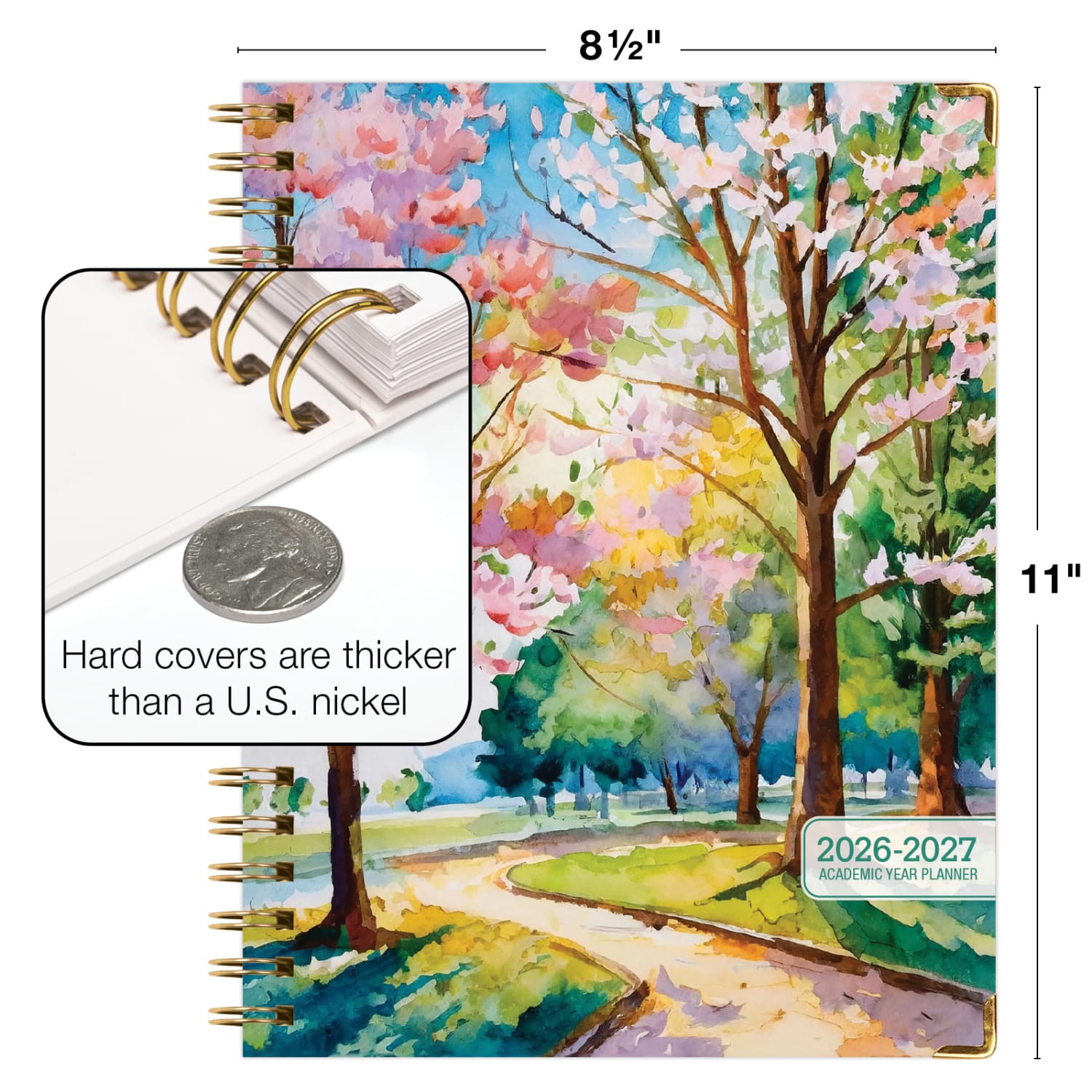 2026-2027 Excello Brands 14-Month Academic Year Hardcover Weekly/Monthly Fashion Planner, 8-1/2in x 11in, Watercolor Tree, May To June, Total Qty 1 - Image 5