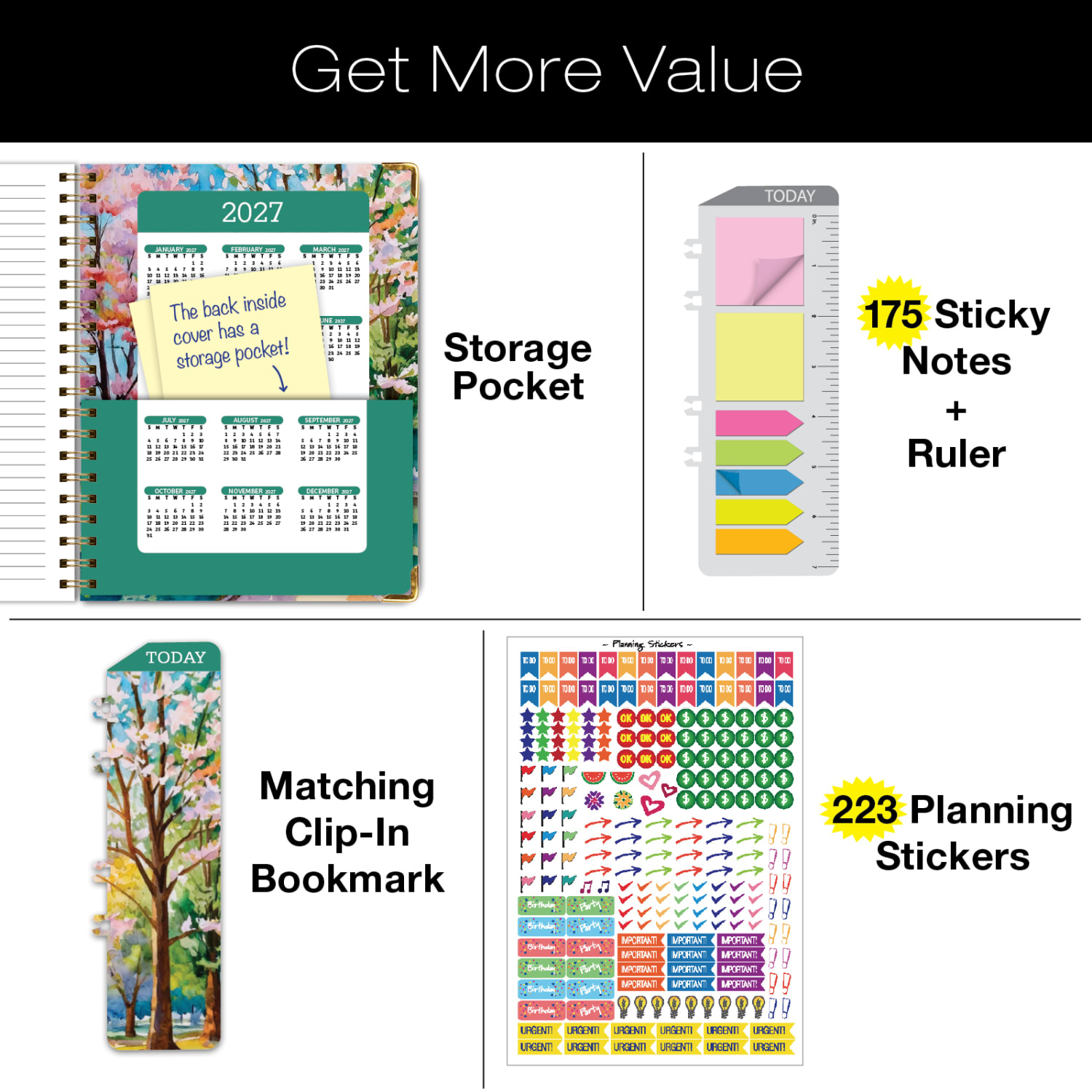 2026-2027 Excello Brands 14-Month Academic Year Hardcover Weekly/Monthly Fashion Planner, 8-1/2in x 11in, Watercolor Tree, May To June, Total Qty 1 - Image 6
