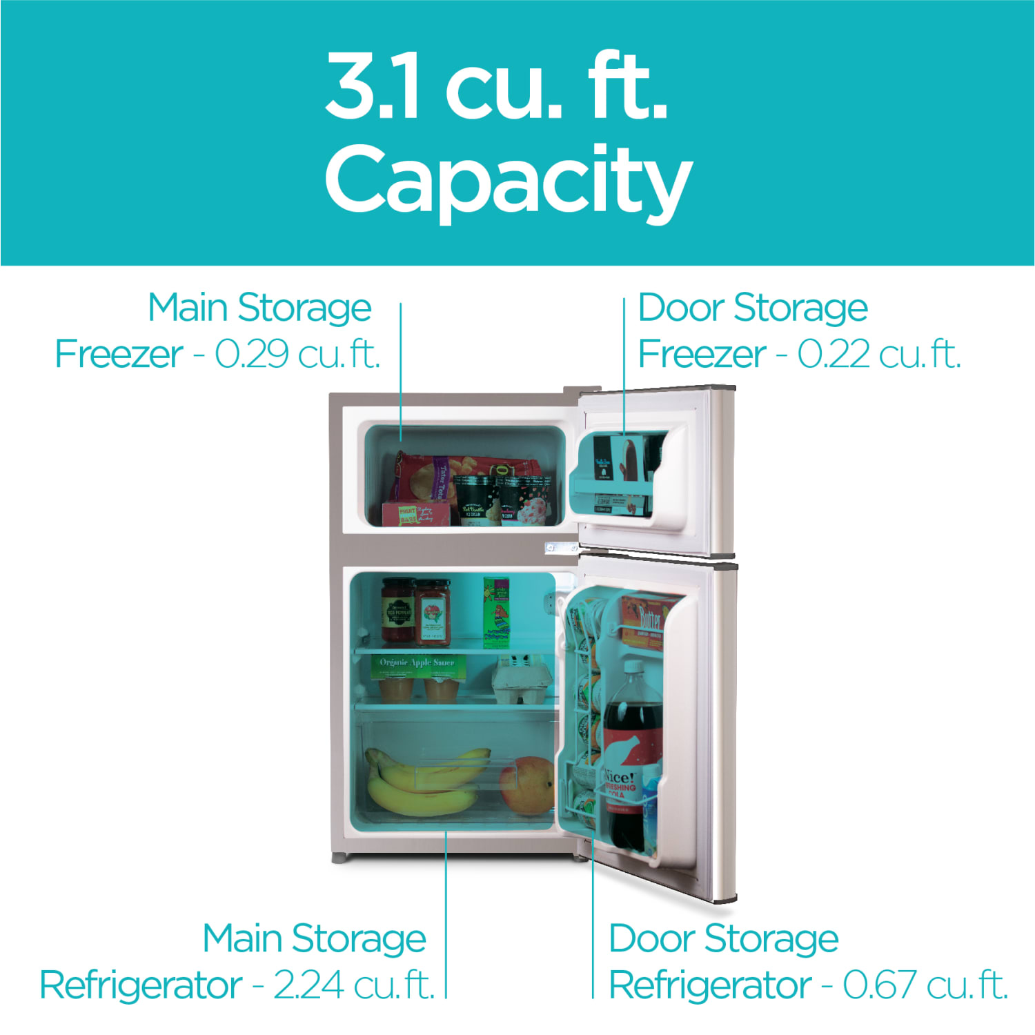 Black+Decker 3.1 Cu. Ft. 2-Door Refrigerator With True Freezer, White - Image 5
