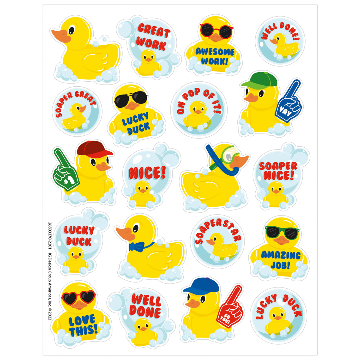 Eureka Scented Stickers, Rubber Duckies Bubblebath, 80 Stickers Per Pack, Bundle Of 6 Packs - Image 3