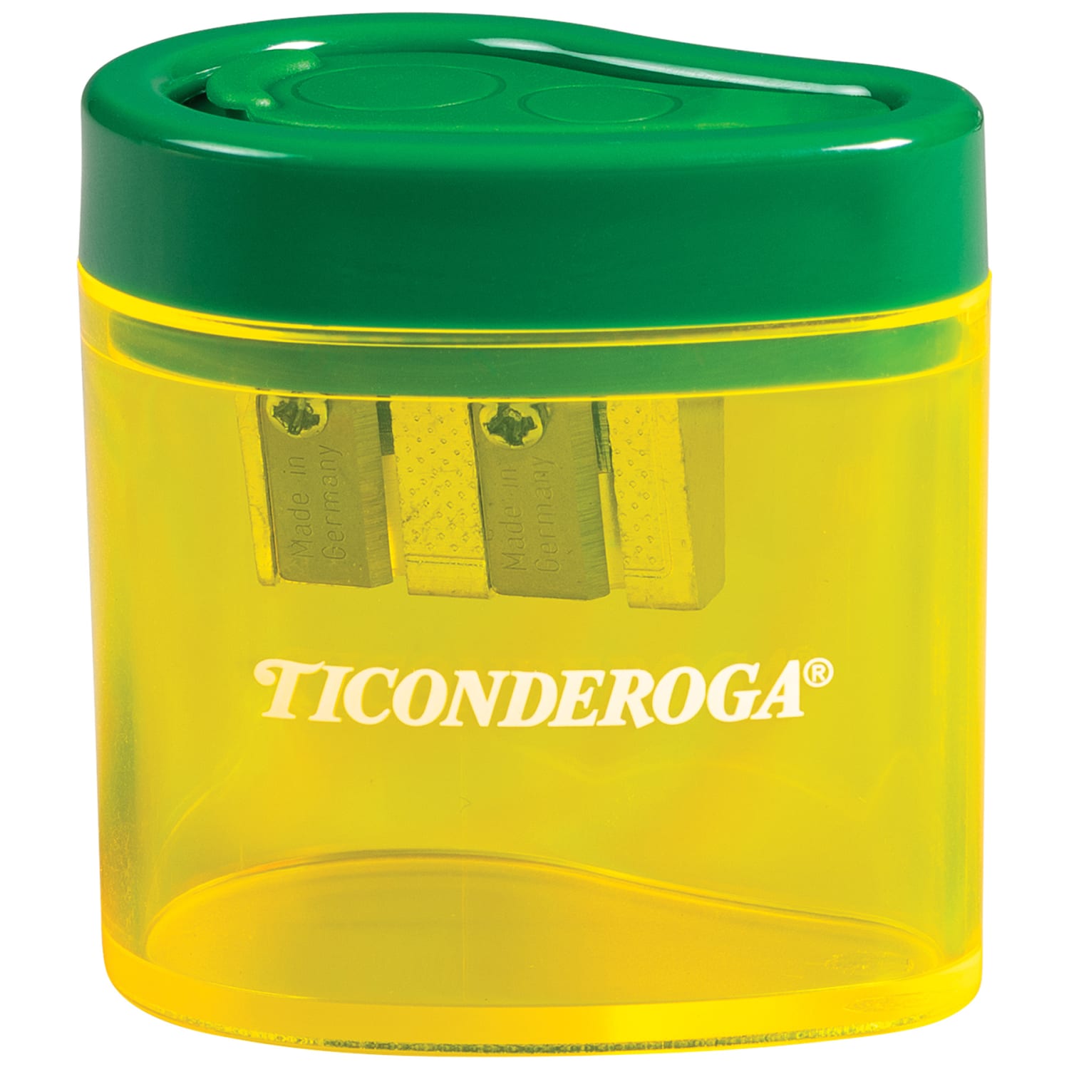 Ticonderoga 2-Hole Pencil Sharpeners, Green/Yellow, Pack Of 6 Sharpeners - Image 3