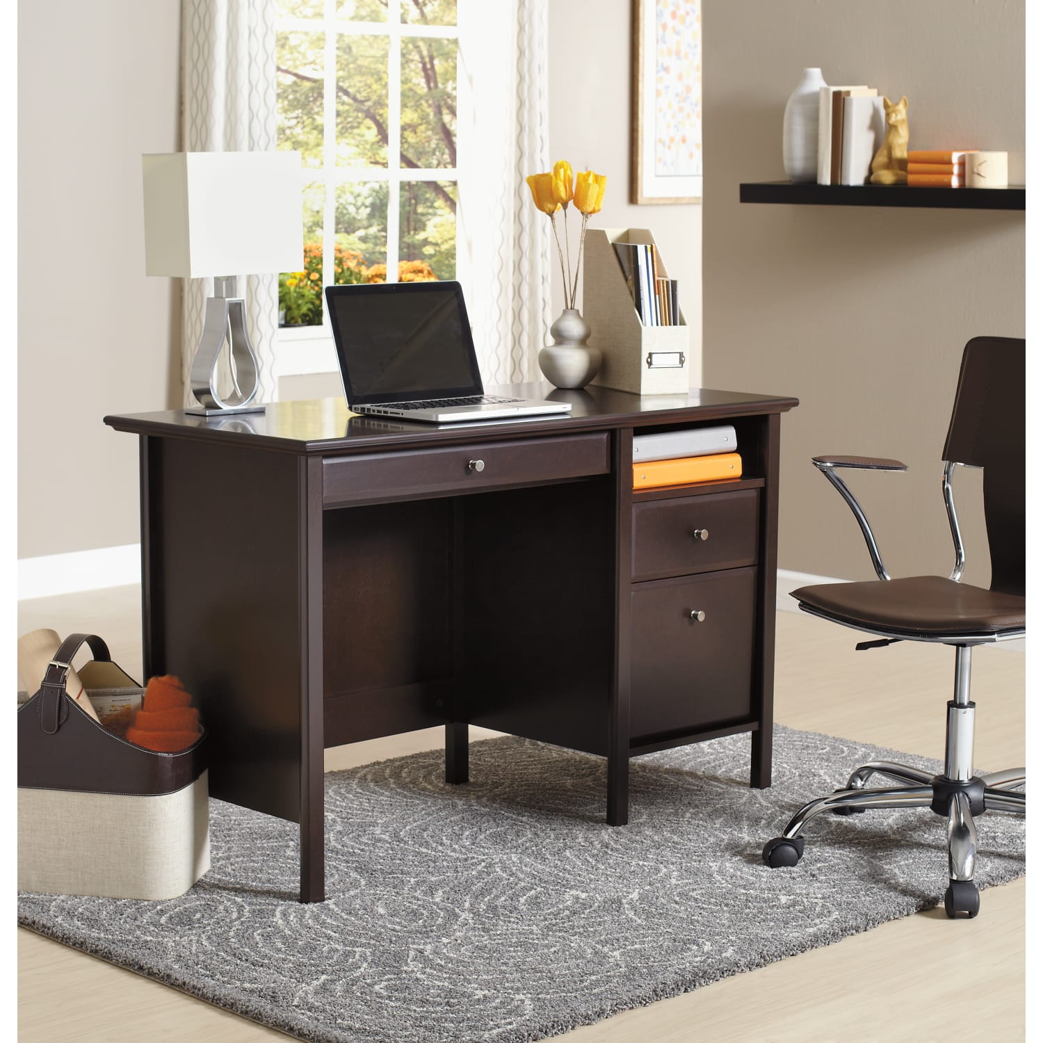 Realspace Chase 47inW Writing Desk, Dark Chestnut - Image 3