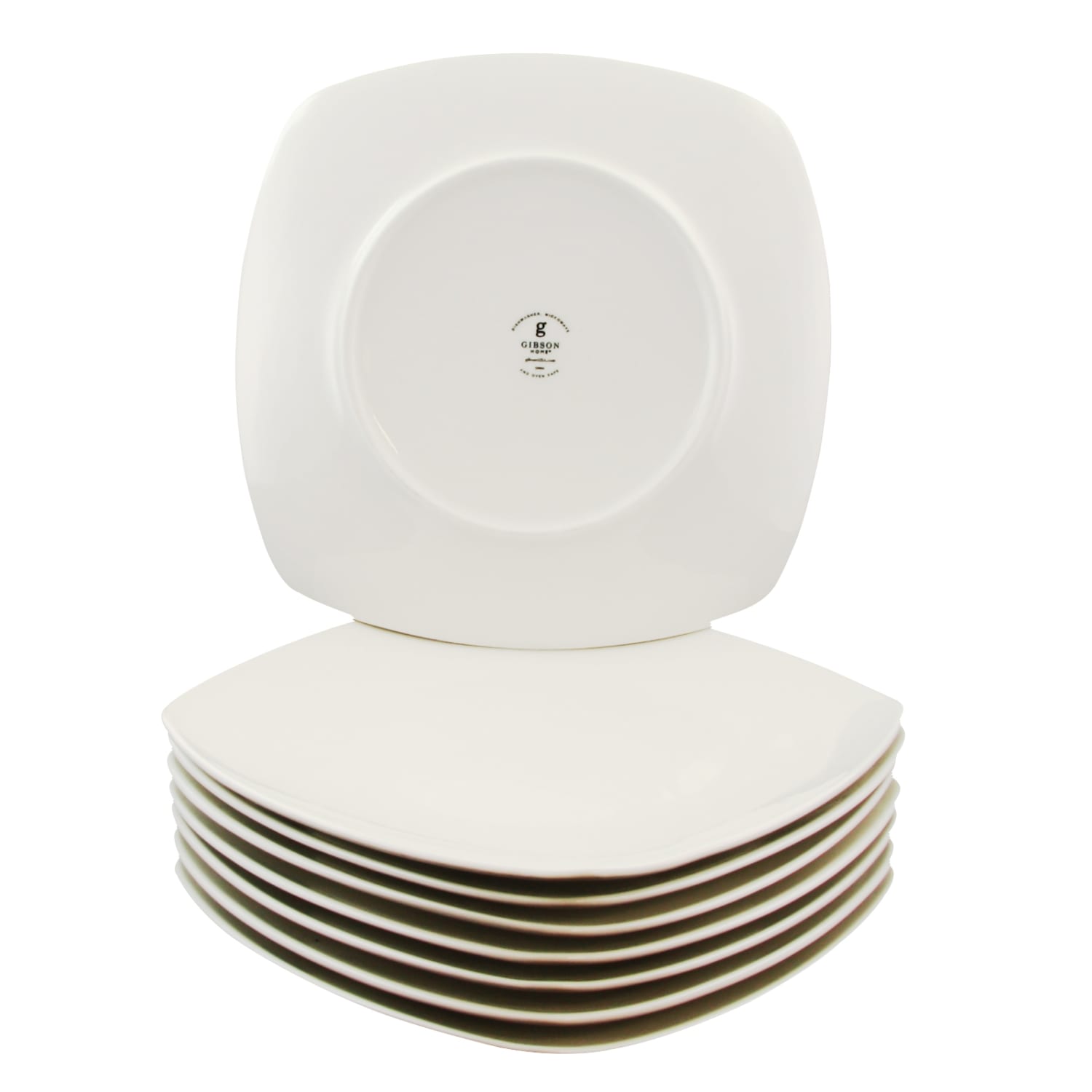 Gibson Zen Buffetware Ceramic Square Dinner Plates, 10-3/4in, White, Pack Of 8 Dinner Plates - Image 4