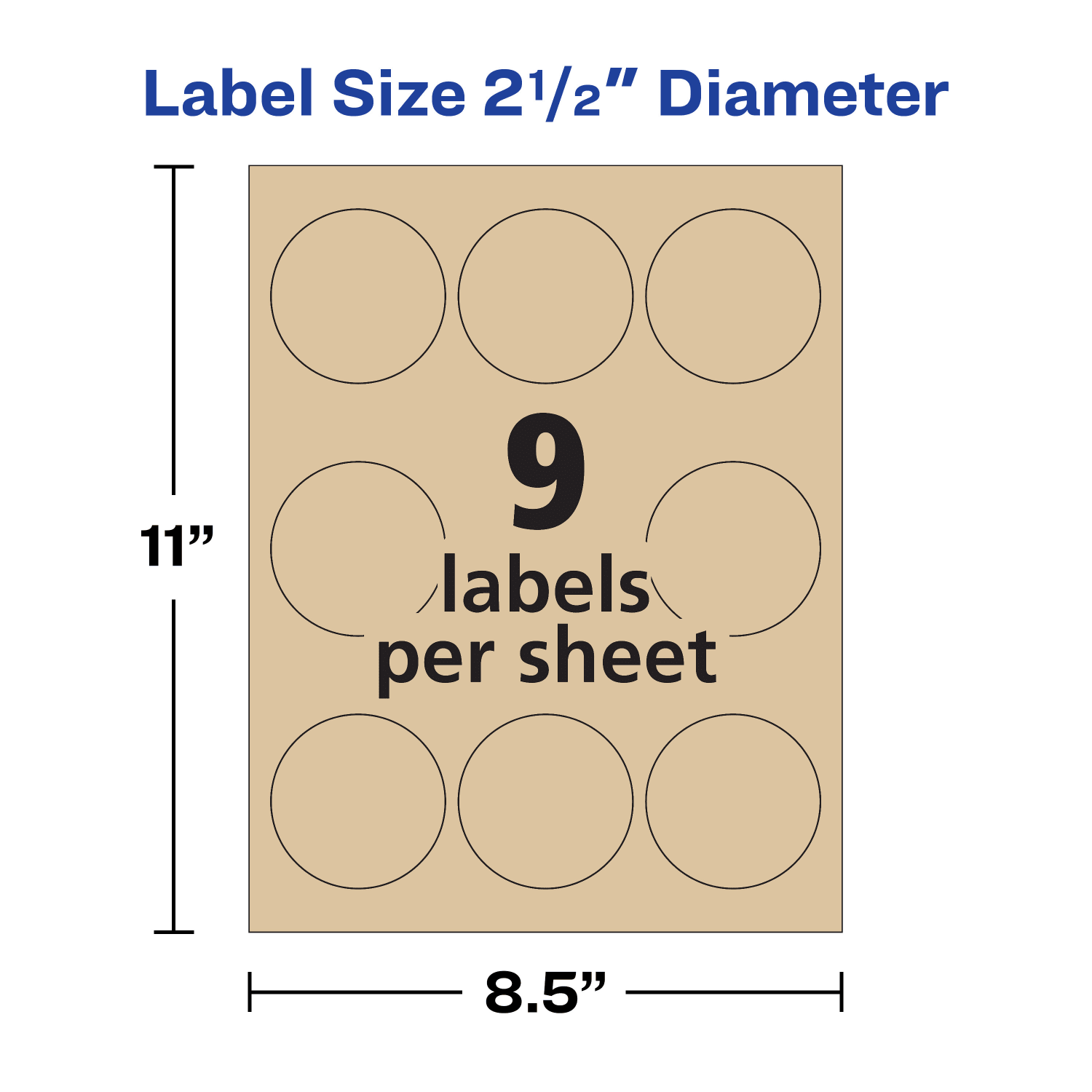 Avery Print-To-The-Edge Permanent Inkjet/Laser Round Labels, 22808, 2 1/2in Diameter, 100% Recycled, Kraft Brown, Pack Of 225 - Image 6