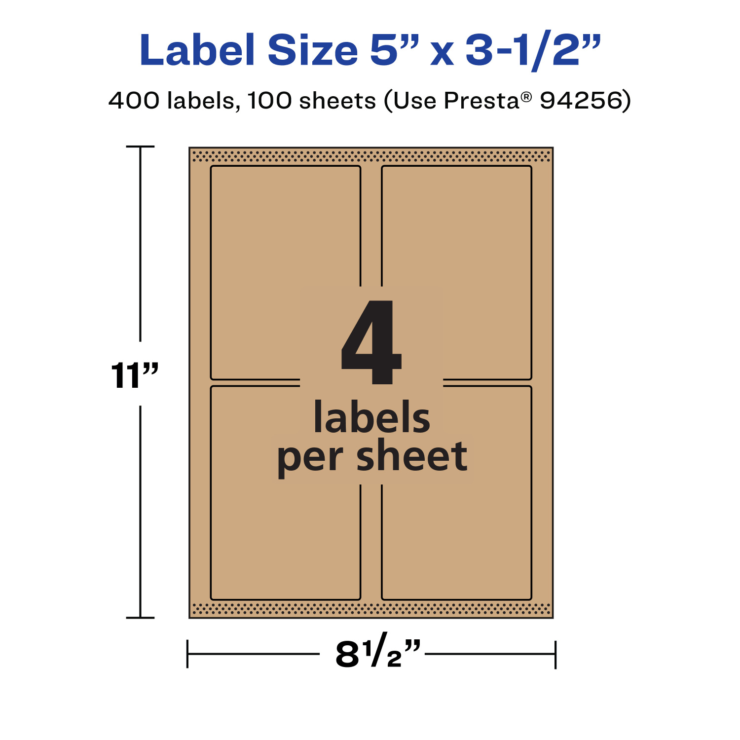Avery Kraft Permanent Labels With Sure Feed, 94256-KMP100, Rectangle, 5in x 3-1/2in, Brown, Pack Of 400 - Image 6