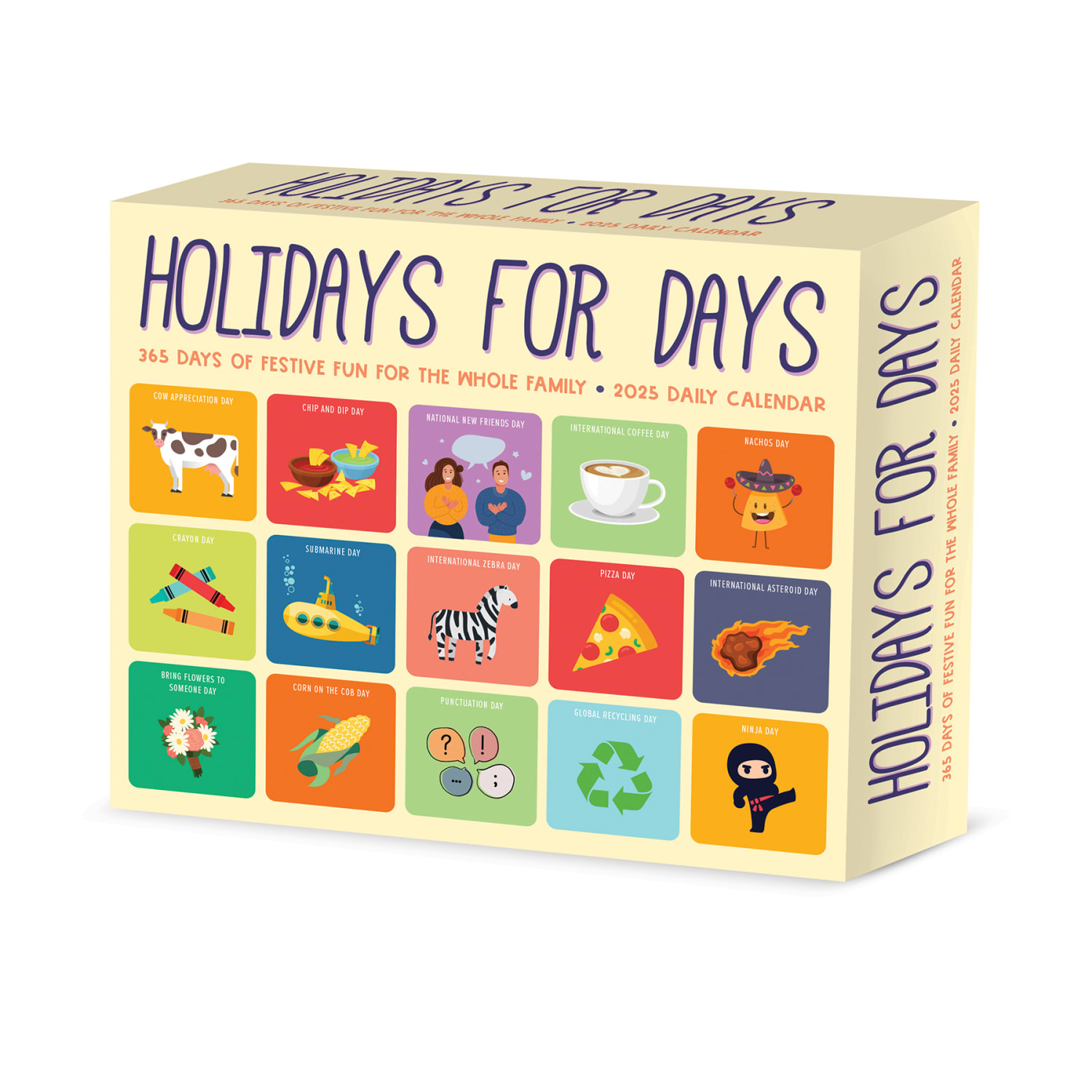 2025 Willow Creek Press Daily Desk Box Calendar, Humor & Comics, 5-1/2in x 6-1/4in, Holidays for Days, January To December, 40874
