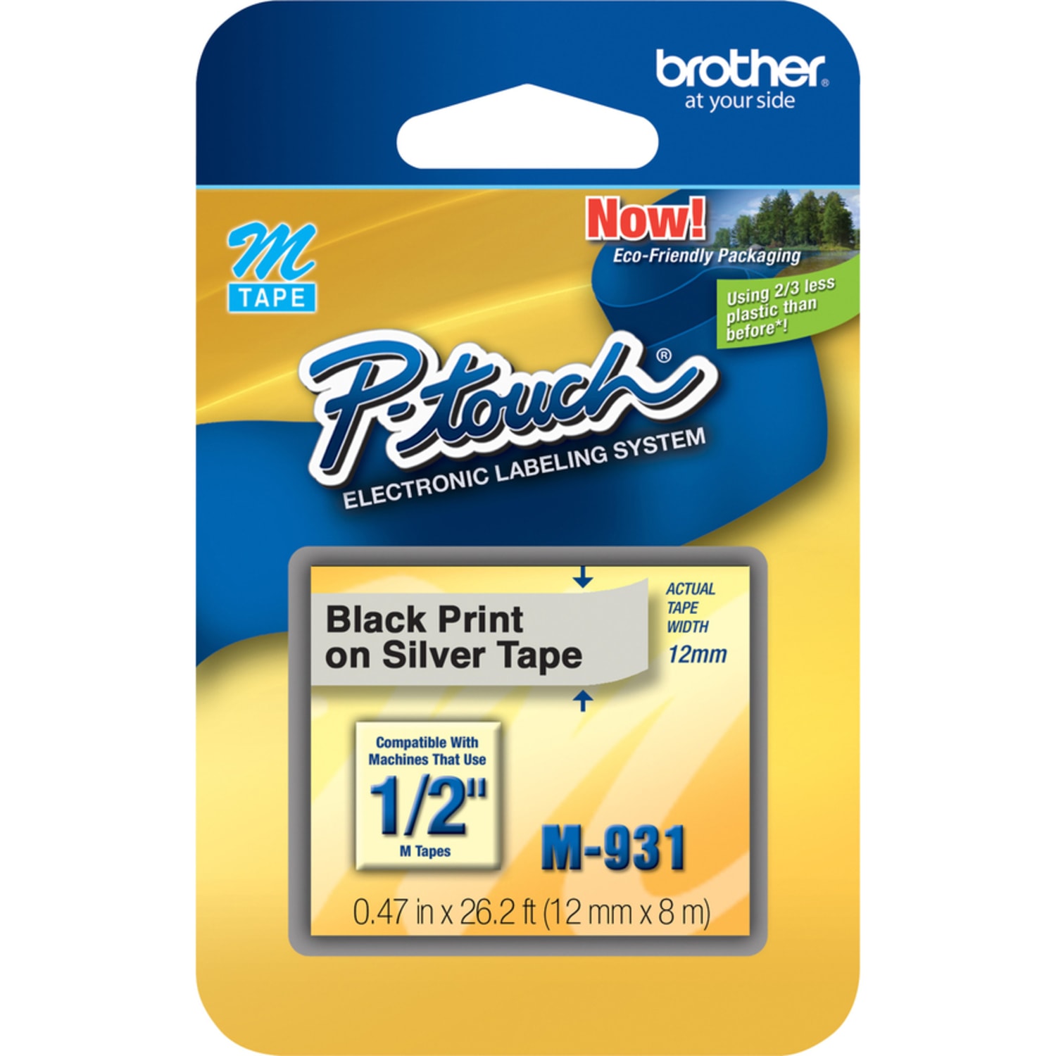 Brother P-touch Nonlaminated M Series Tape Cartridge, 1/2inW x 26 1/5L , Rectangle, Silver, 3 Per Bundle - Image 3