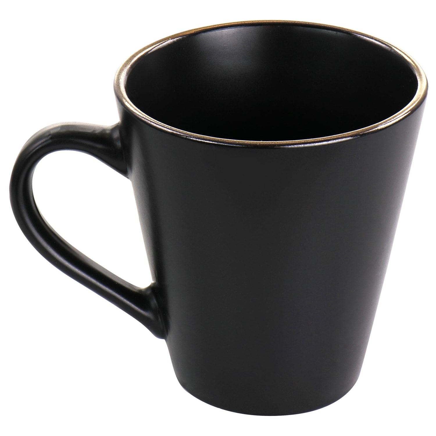 Elama Paul 6-Piece Stoneware Mug Set, 12 Oz, Matte Black/Gold - Image 3