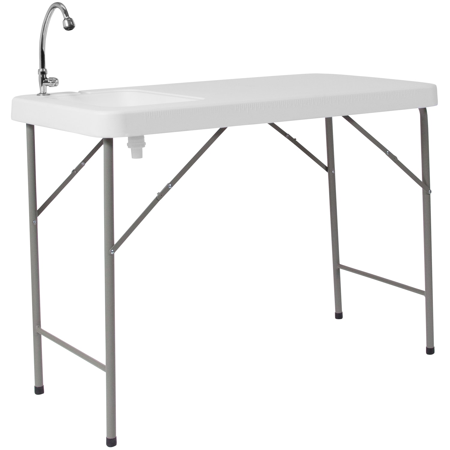 Flash Furniture Portable Fish Cleaning Table/Outdoor Camping Table And Sink, 34inH x 23inW x 45inD, Granite White/Gray - Image 3