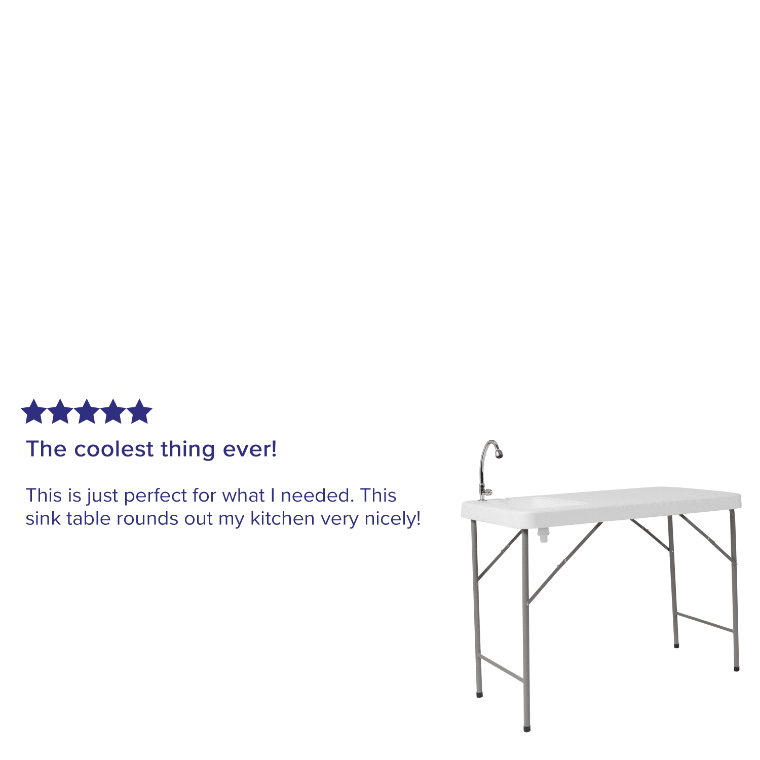 Flash Furniture Portable Fish Cleaning Table/Outdoor Camping Table And Sink, 34inH x 23inW x 45inD, Granite White/Gray - Image 5