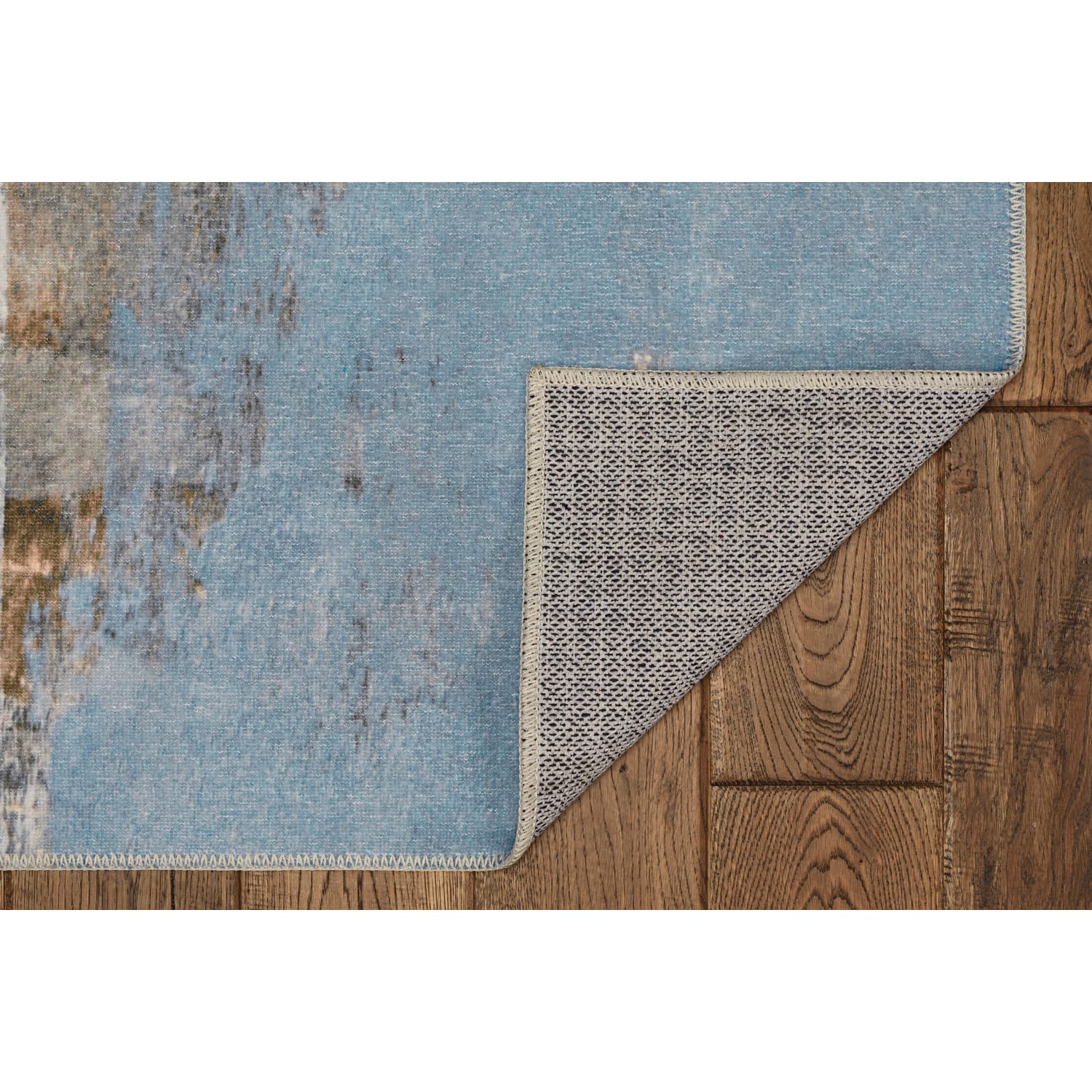 Linon Washable Area Rug, 3ft x 5ft, Durand Beige/Blue - Image 5