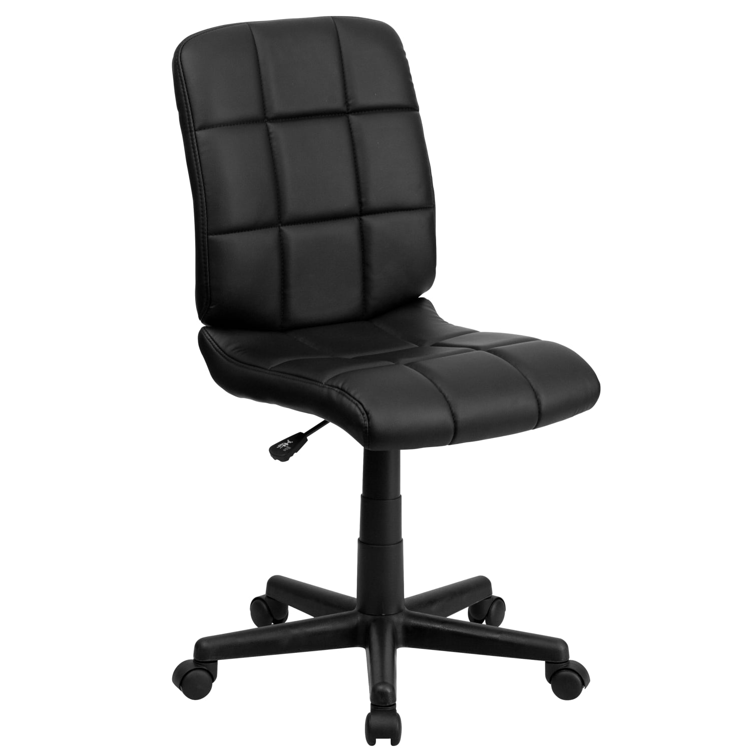 Flash Furniture Quilted Vinyl Mid Back Swivel Task Chair Armless  Black PopularChairscom
