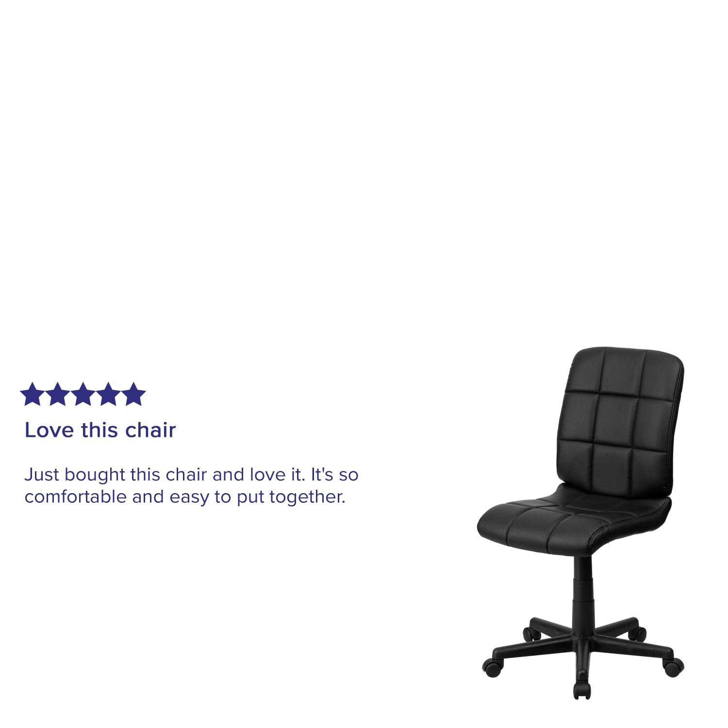 Flash Furniture Quilted Vinyl Mid Back Swivel Task Chair Armless  Black PopularChairscom