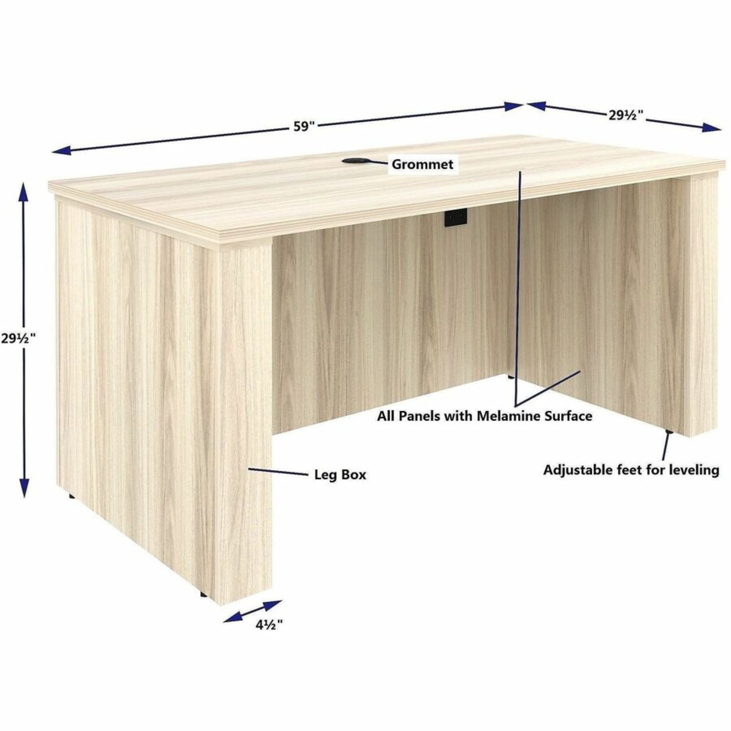 Lorell Essentials 60in Sit-to-Stand Desk Shell, 49inH x 60inW x 29inD, 1in Thick Top, Modern Elm - Image 6