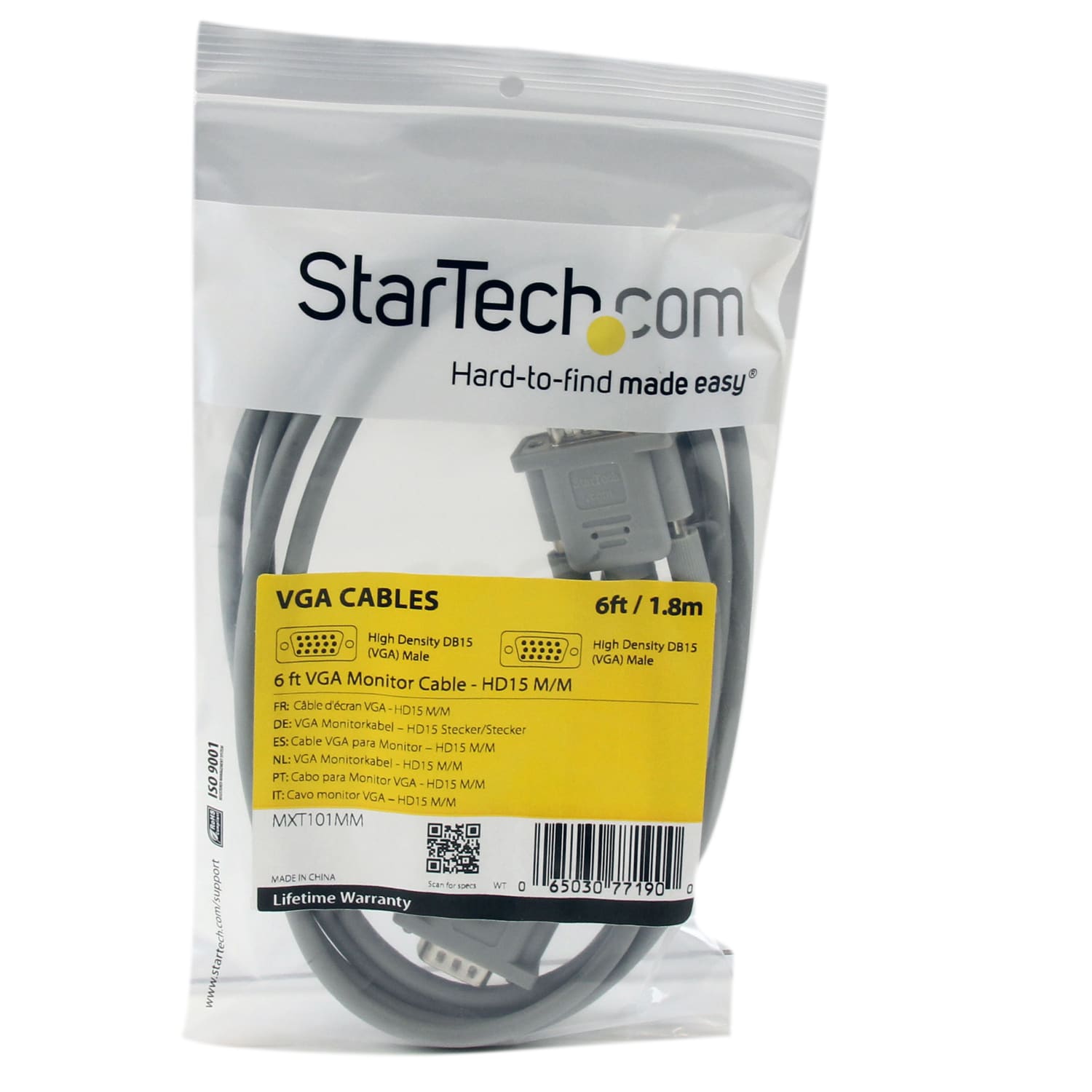 StarTech.com 6 ft VGA Monitor Cable - HD15 M/M - Display cable - HD-15 (M) - HD-15 (M) - 1.8 m - Attach a PC VGA port to a switchbox - MXT101MM - Image 4