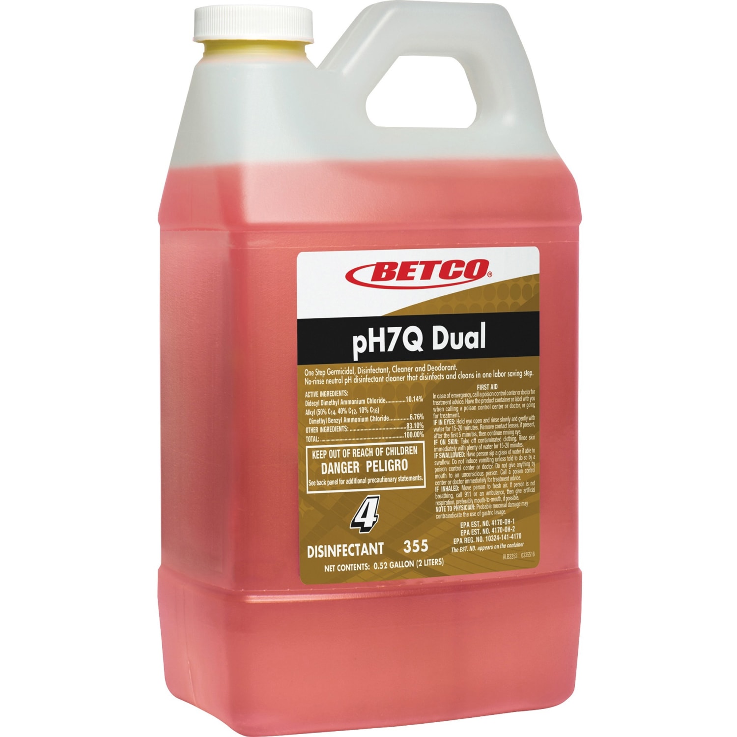 Betco pH7Q Dual Disinfectant, Citrus Scent, 67.63 Oz Bottle - Image 3