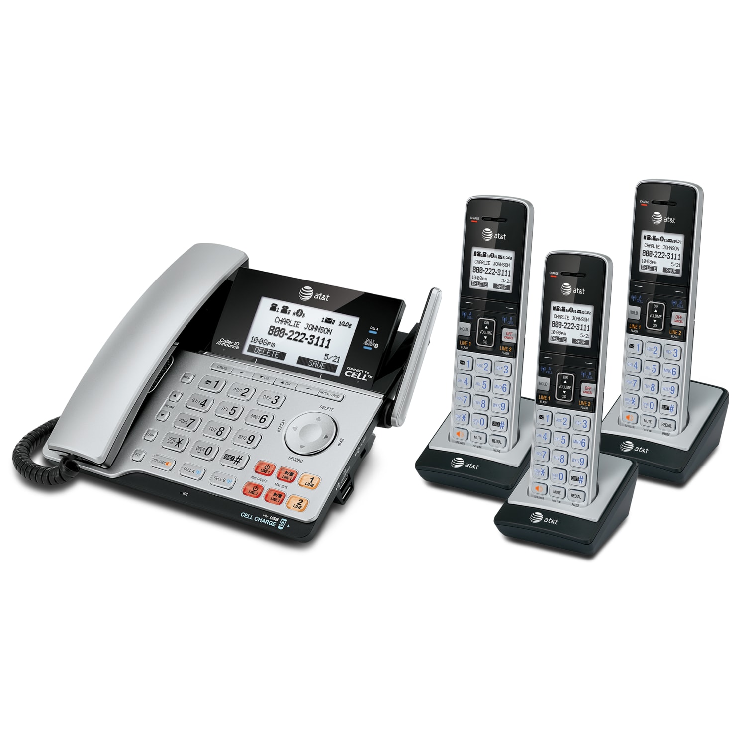 AT&T TL86103 2-Line DECT 6.0 Expandable Corded/Cordless Phone System with Digital Answering System - Image 4