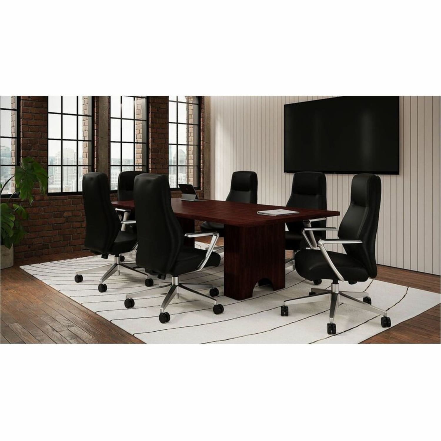 Lorell Essentials Modular Conference Table, 47inW x 47inL, Mahogany, 16340 - Image 5