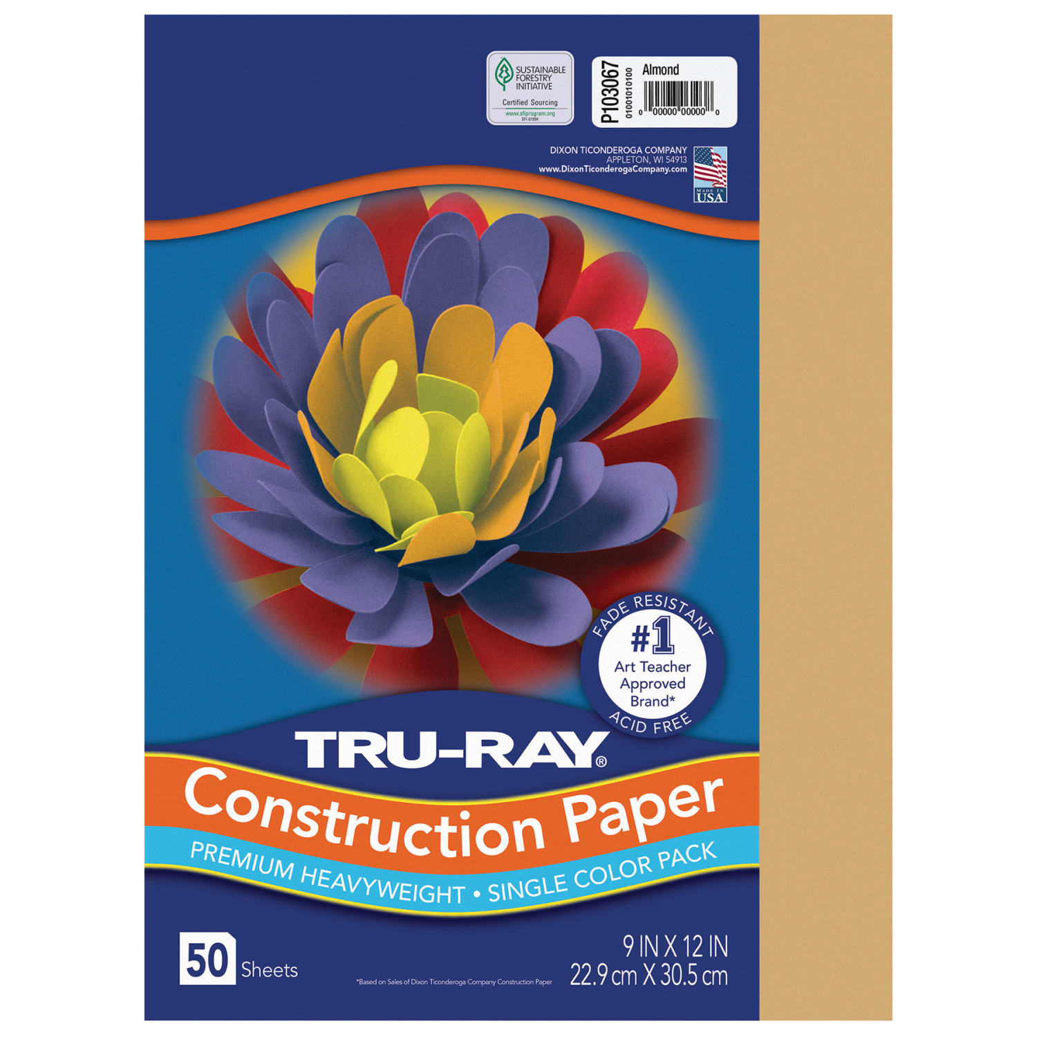 Tru-Ray Construction Paper, Heavyweight, 9in x 12in, Almond, 50 Sheets Per Pack, Set Of 5 Packs - Image 3