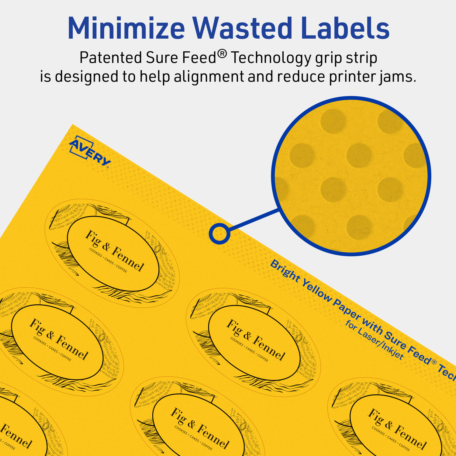 Avery Printable Labels With Sure Feed Technology, 94051-BYP20, Oval, 1-1/2in x 2-1/2in, Matte Bright Yellow, Pack of 360 - Image 5