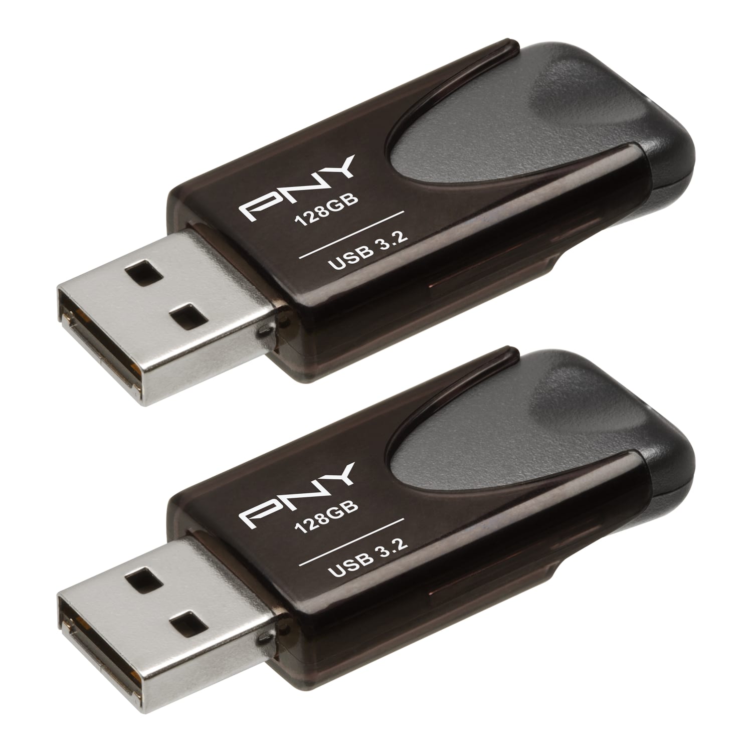 PNY Elite Turbo Attache 4 USB 3.2 Flash Drives, 128 GB, Dark Gray, Pack Of 2 Flash Drives - Image 3