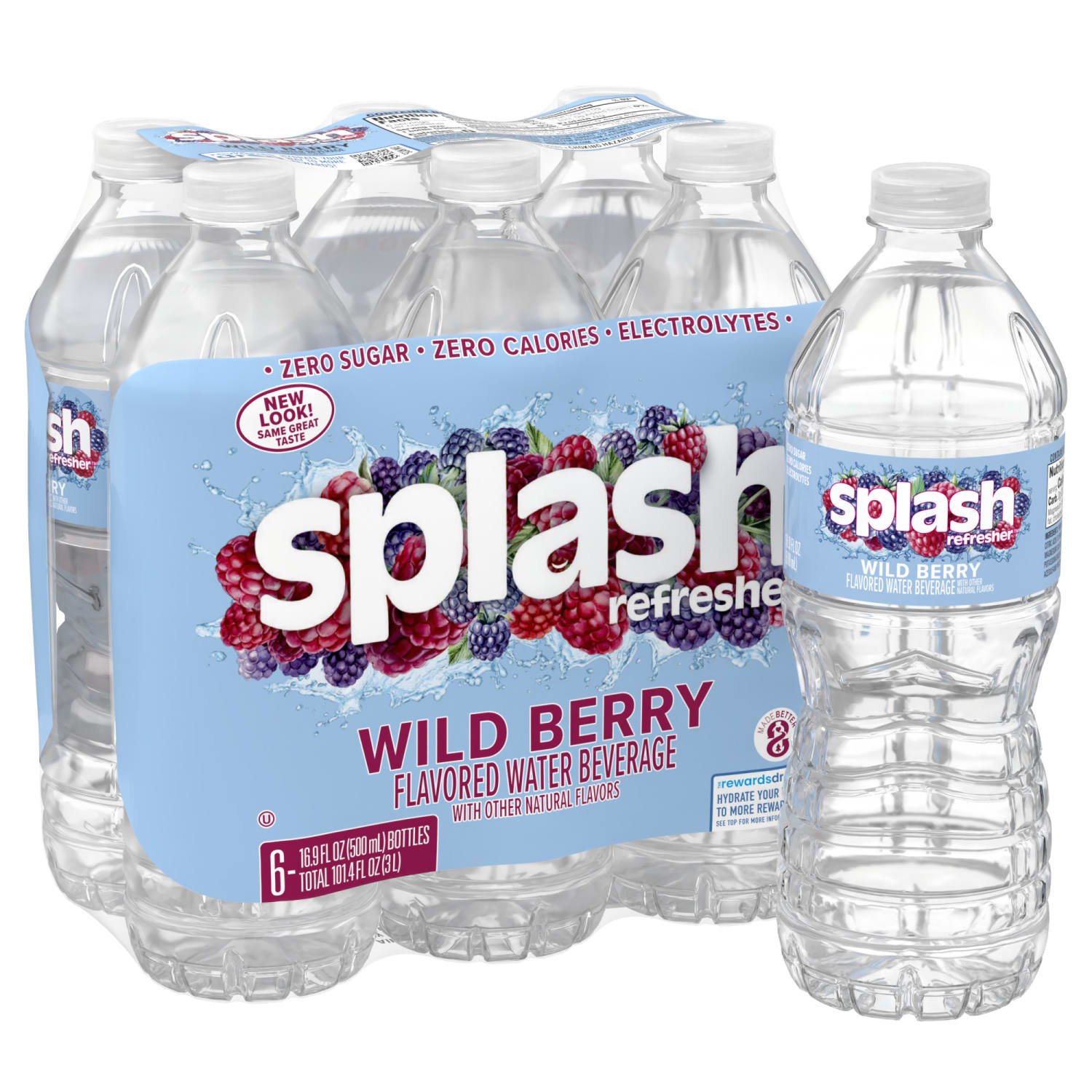 Splash Refresher Wild Berry Flavor Water Beverage 16.9 FL OZ Plastic Bottle Pack of 6 - Image 3