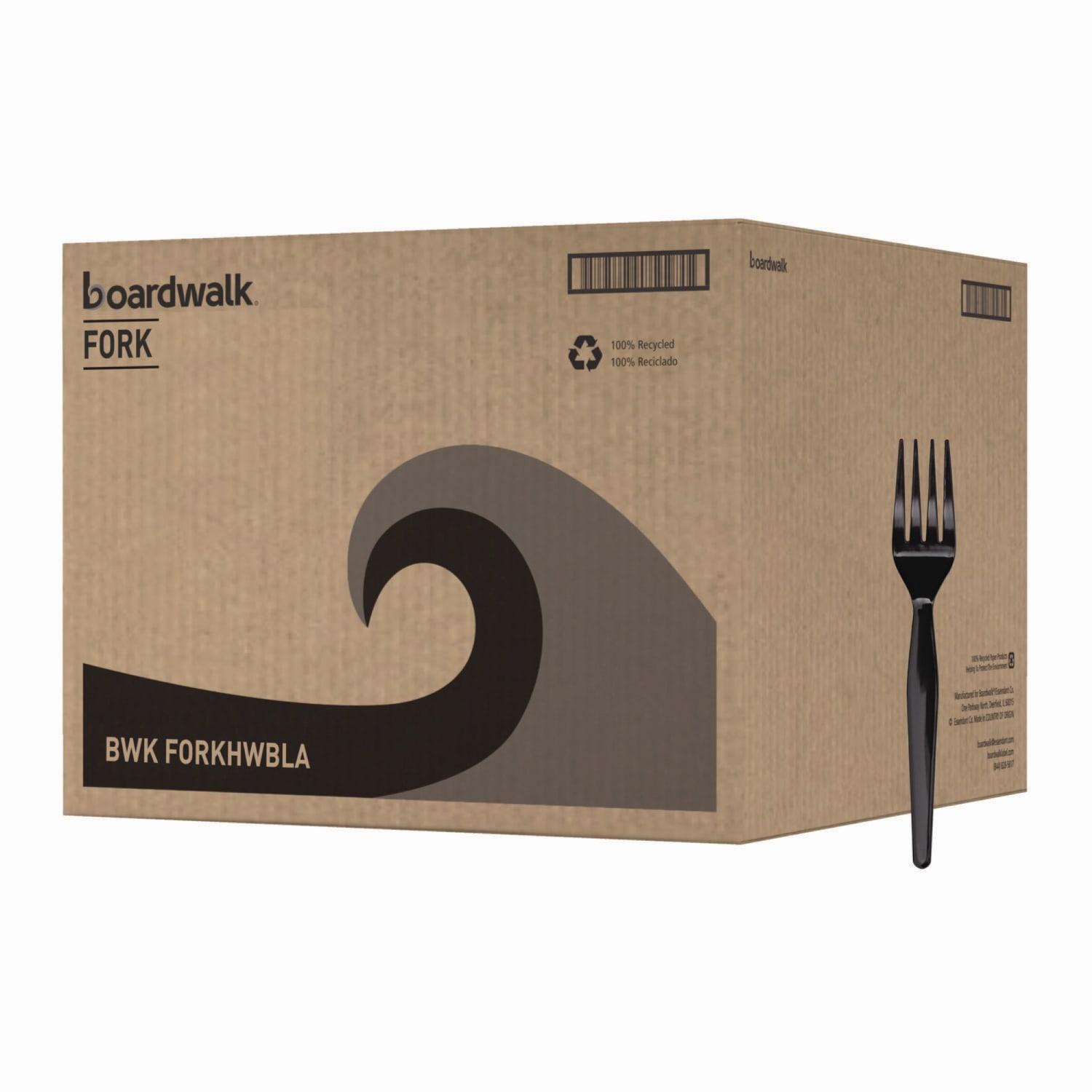 Boardwalk Heavyweight Polystyrene Cutlery, Fork, 6-3/4in, Black, Carton Of 1,000 Pieces