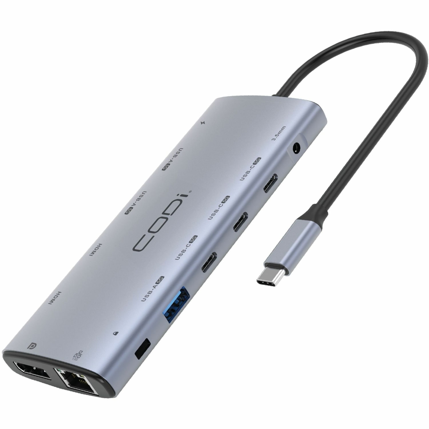 CODi 12-in-1 Multi-Port Hub - for Monitor/Projector - Charging Capability - USB Type C - 3 Displays Supported - HB0121