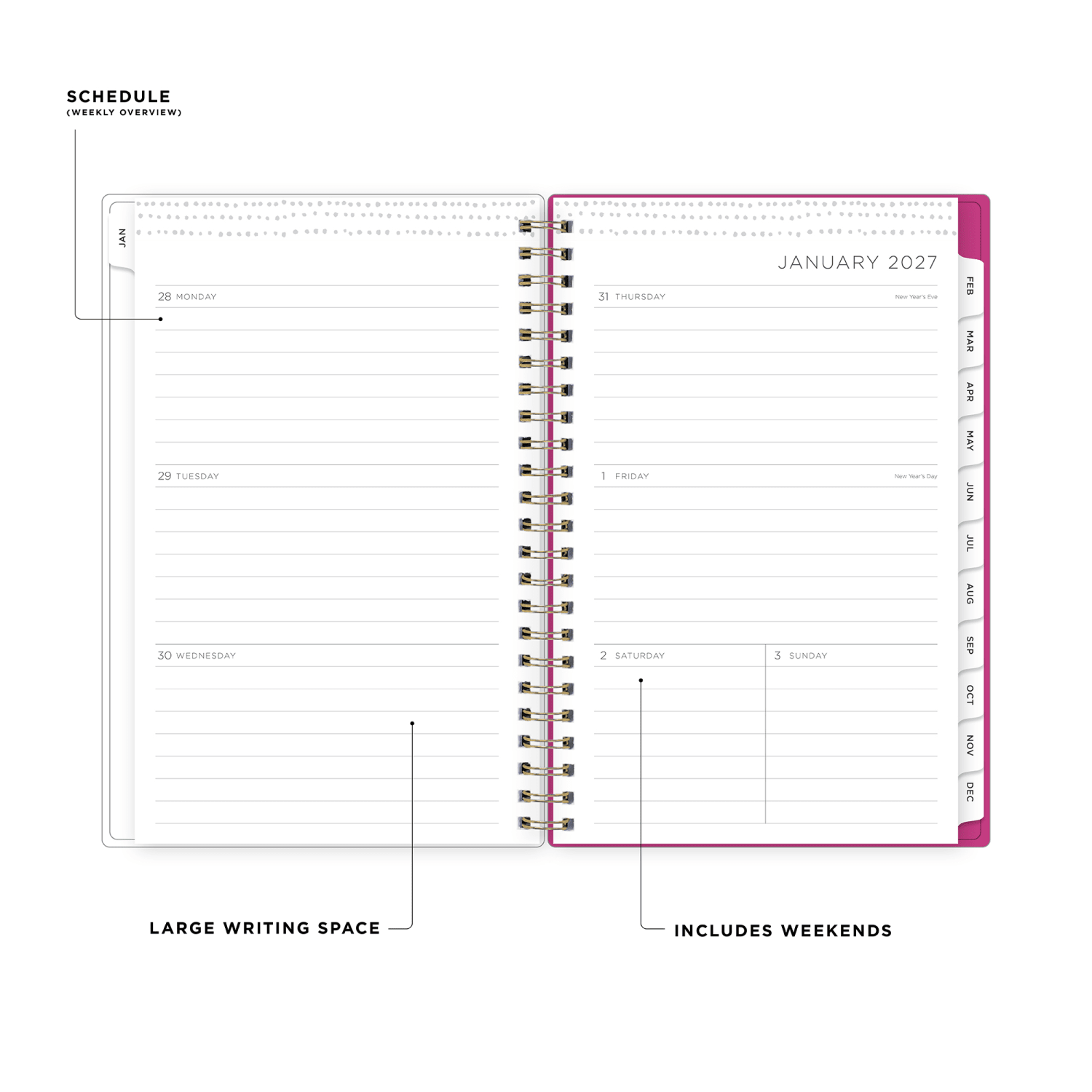 2027 Blue Sky Magenta Blooms Weekly/Monthly Planning Calendar, 5x8, 0%, PP, Jan-Dec, RY27 - Image 3