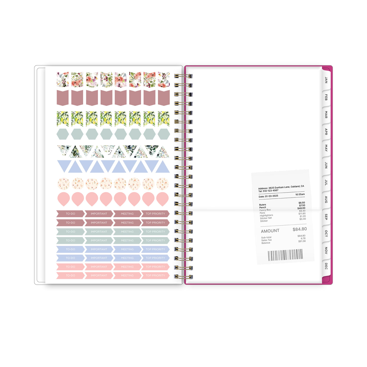 2027 Blue Sky Magenta Blooms Weekly/Monthly Planning Calendar, 5x8, 0%, PP, Jan-Dec, RY27 - Image 5