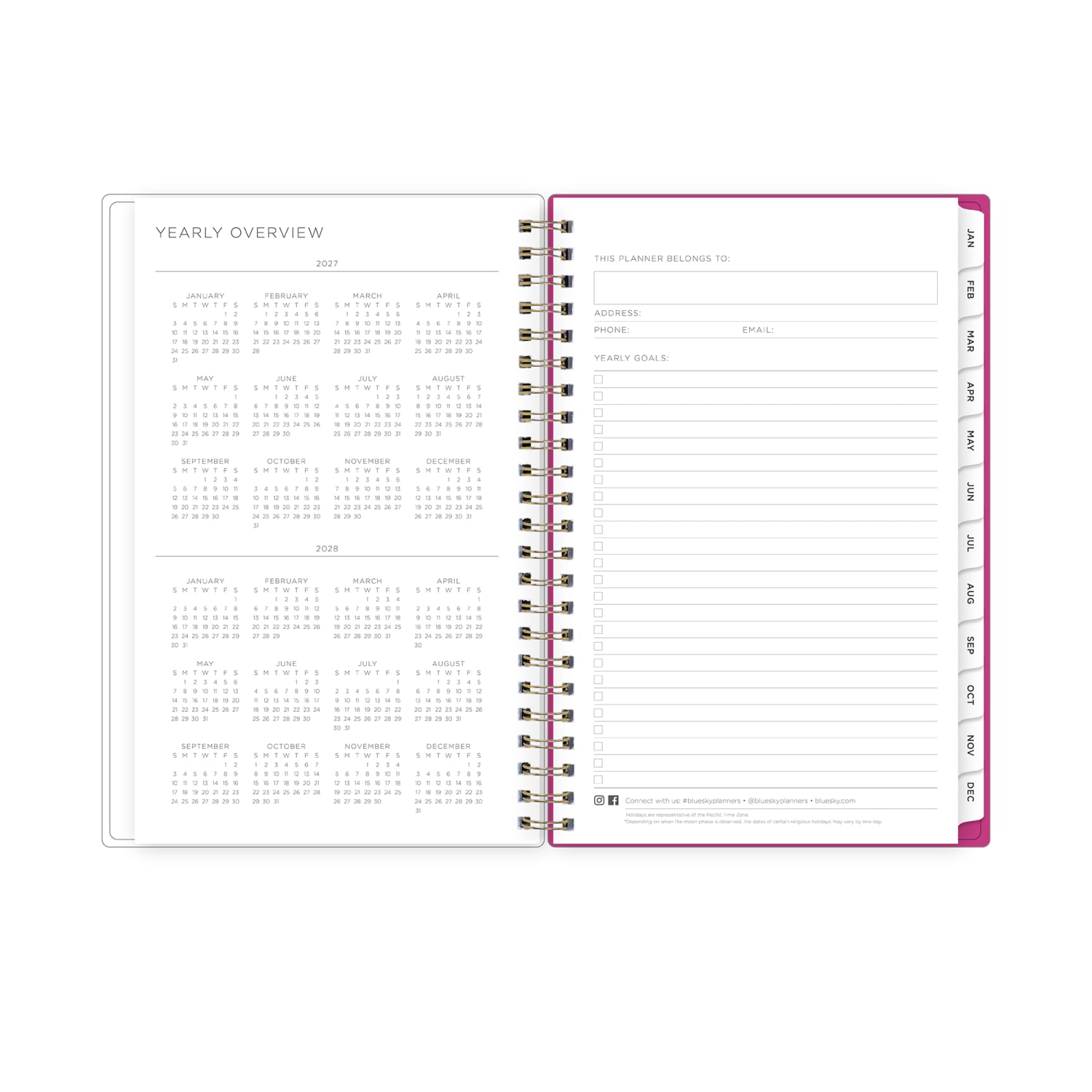 2027 Blue Sky Magenta Blooms Weekly/Monthly Planning Calendar, 5x8, 0%, PP, Jan-Dec, RY27 - Image 6
