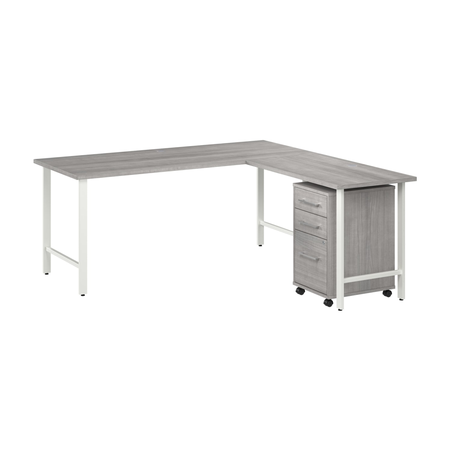 Bush Business Furniture Hustle 72inW L-Shaped Corner Computer Desk, 3 Drawer Mobile File Cabinet, Platinum Gray, Standard Delivery Service, HUS013PG - Image 3
