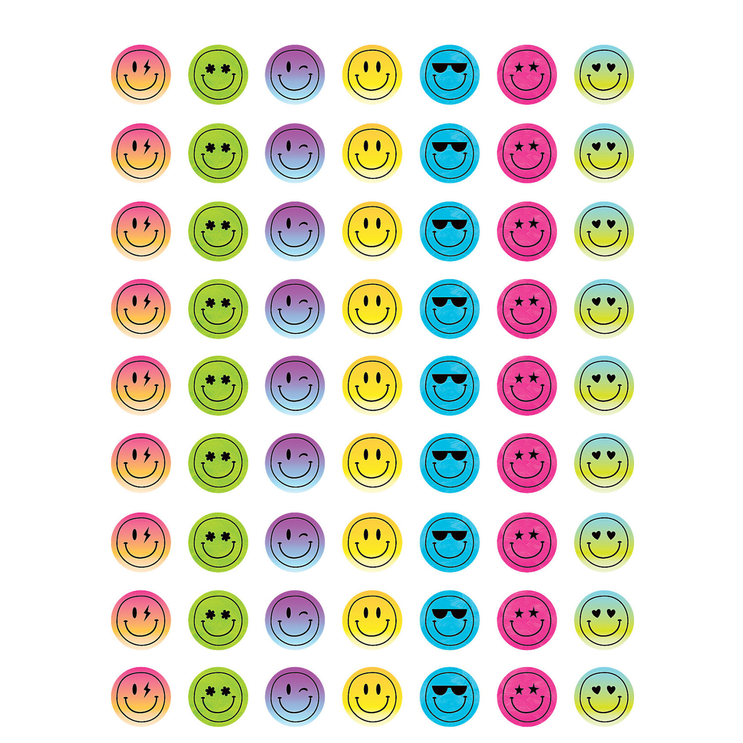Teacher Created Resources Mini Stickers, Brights 4Ever Smiley Faces, 378 Stickers Per Pack, Set Of 12 Packs - Image 3