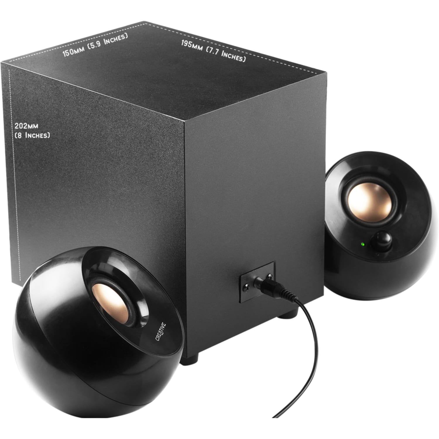 Creative Pebble Plus 2.1 Speaker System - 8 W RMS - Black - 50 Hz to 20 kHz - Image 5
